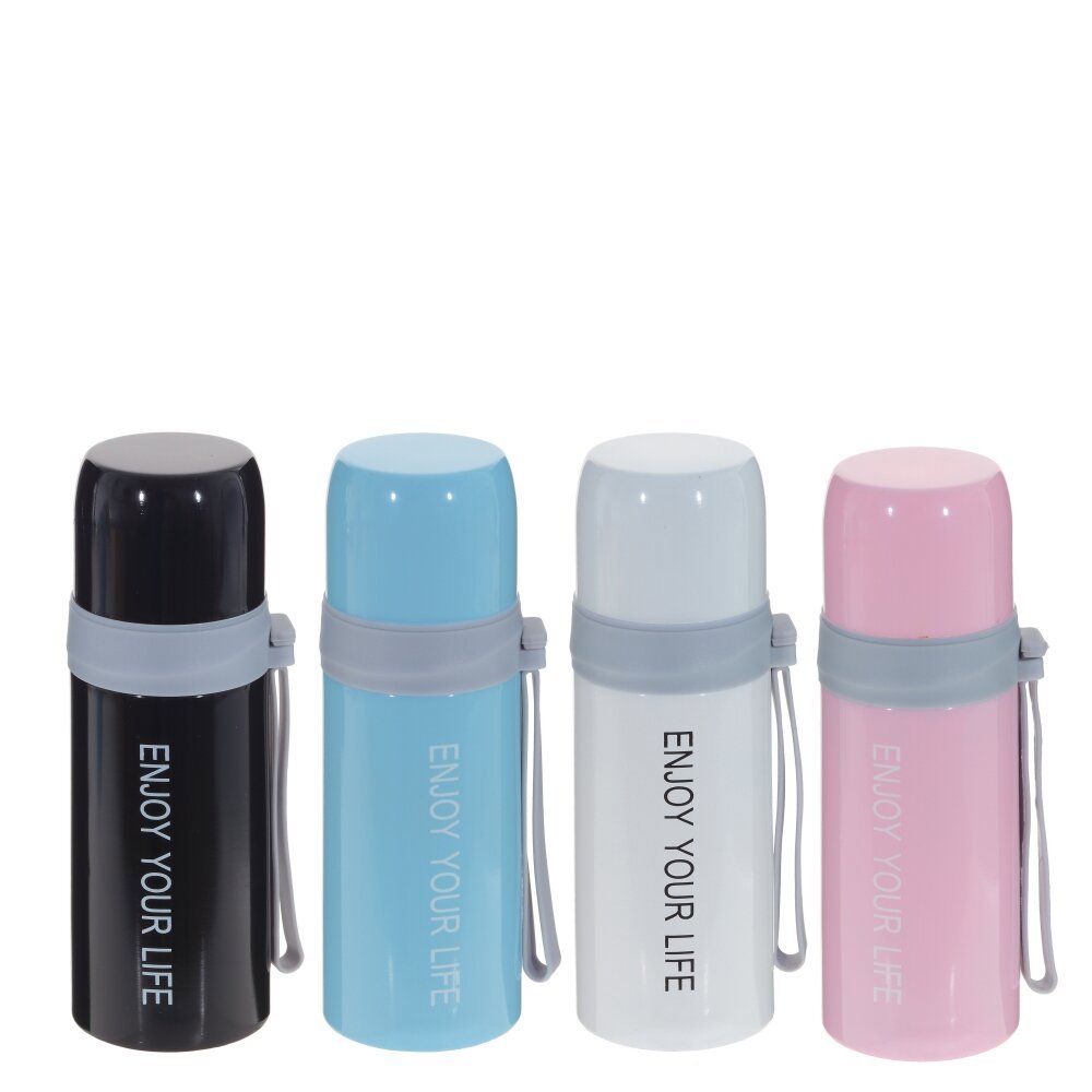 Изображение товара Термос 350 мл из нержавеющей стали цвет разноцветный с ремешком и крышкой