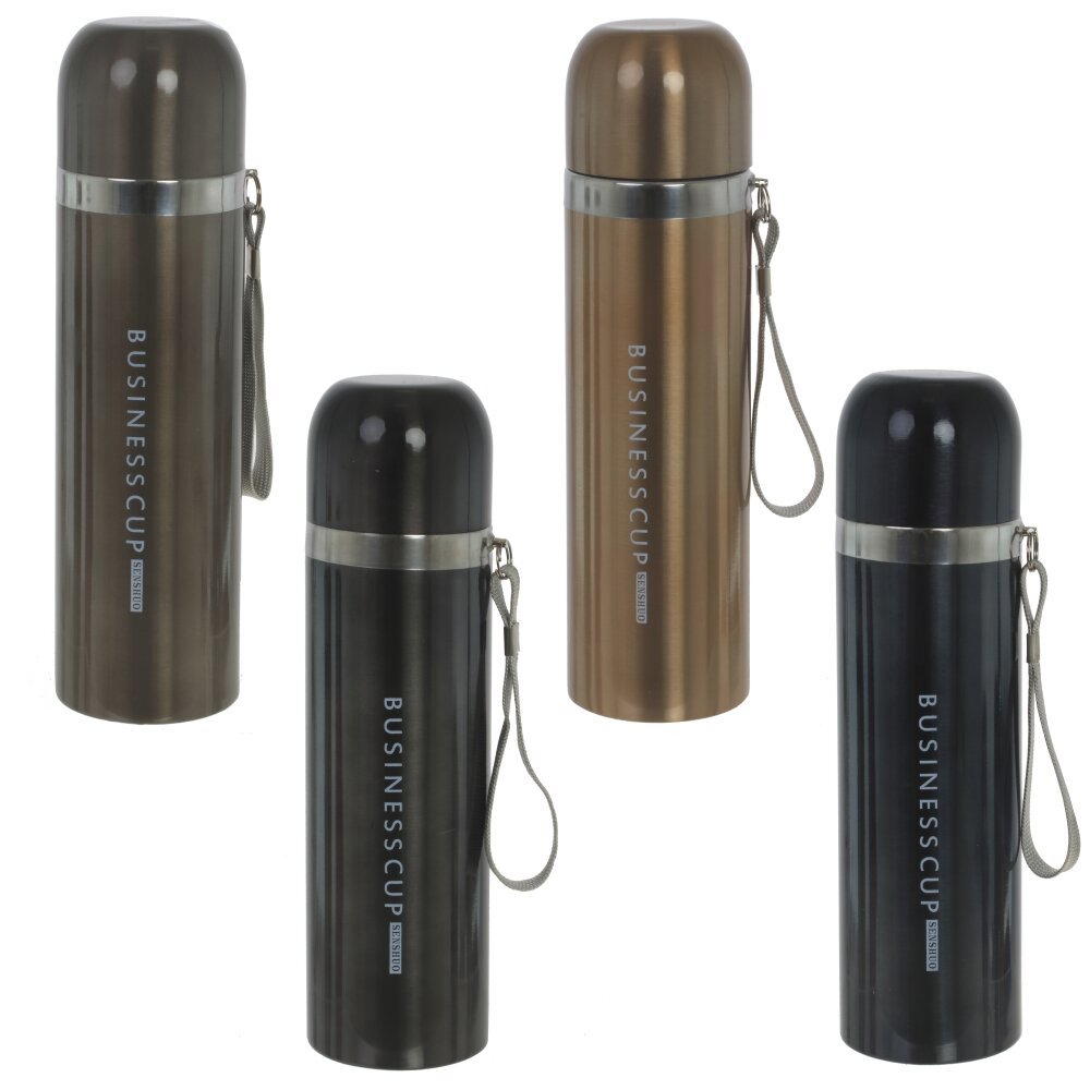 Изображение товара Термос 450 мл из нержавеющей стали с блокирующей кнопкой и ремешком