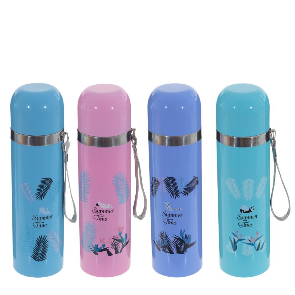 Изображение товара Термос 500 мл из нержавеющей стали с блокирующей кнопкой и ремешком