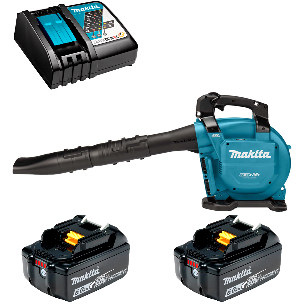 Изображение товара Аккумуляторная воздуходувка Makita DUB363VRG2 36 В с зарядным устройством и 2 батареями