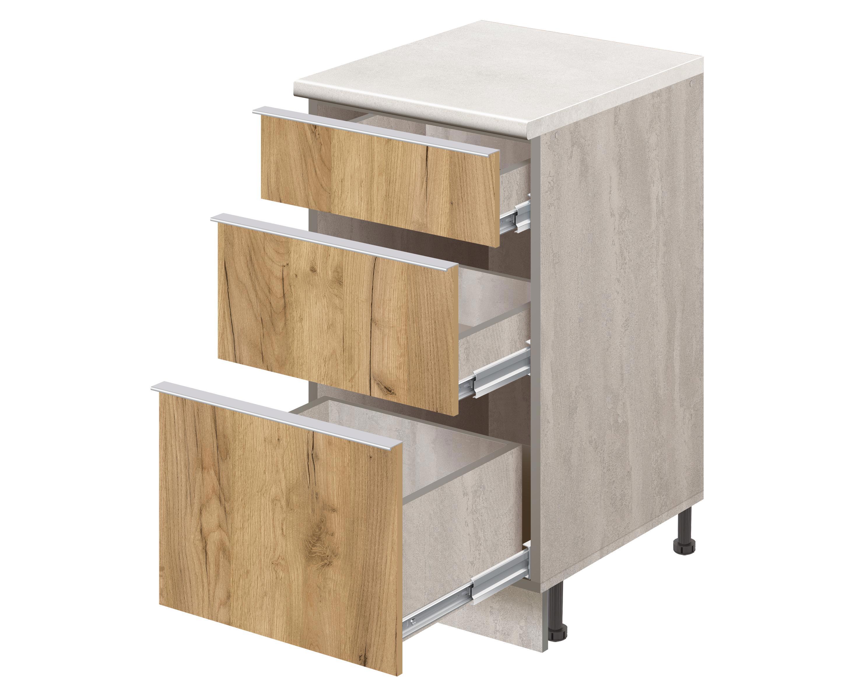 Изображение товара Напольный шкаф Лидер Лофт TSB40603_DKZ 40х85х60 см из ЛДСП с тремя ящиками