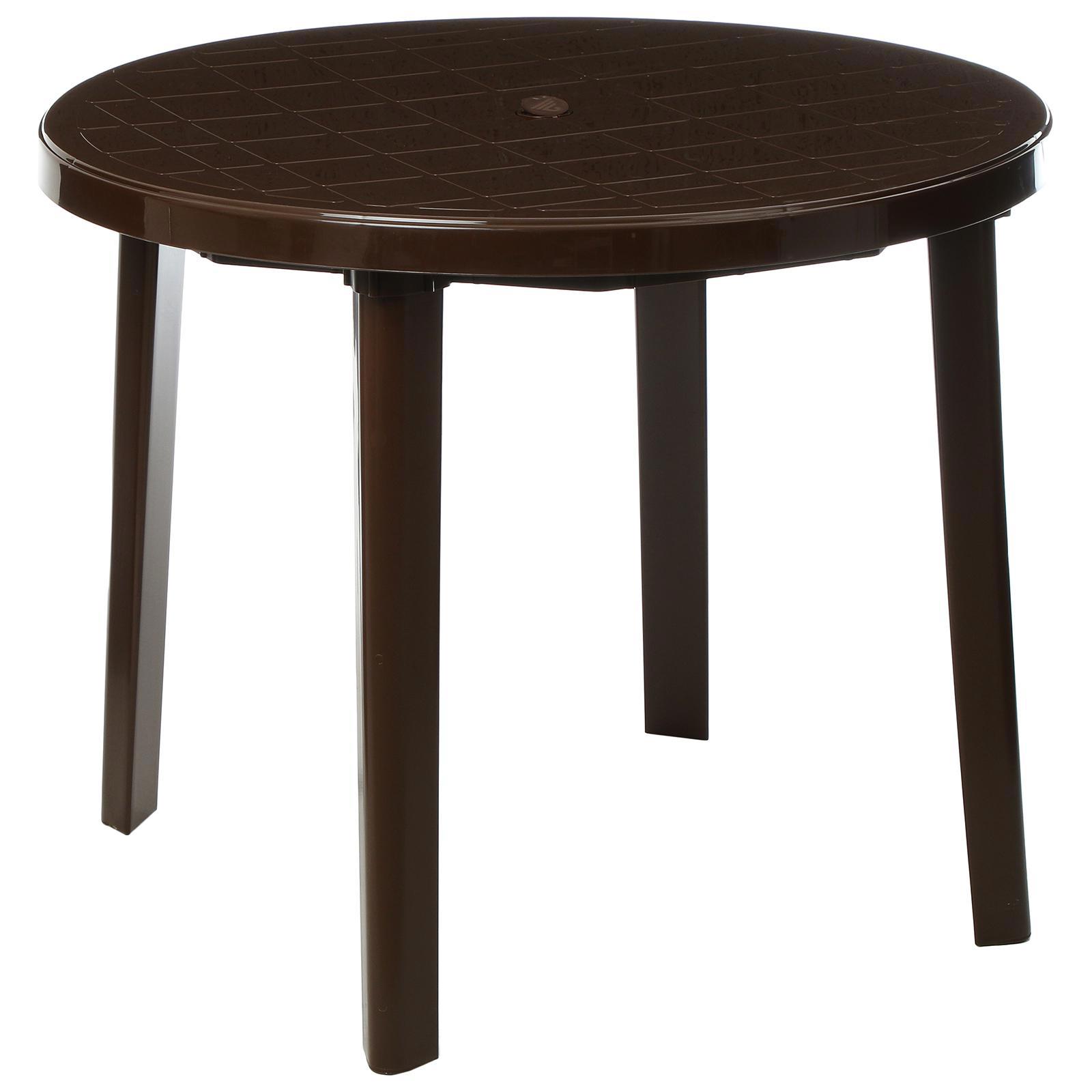 Изображение товара Стол садовый Альтернатива 6627428 90x75x90см из пластика коричневый скидка