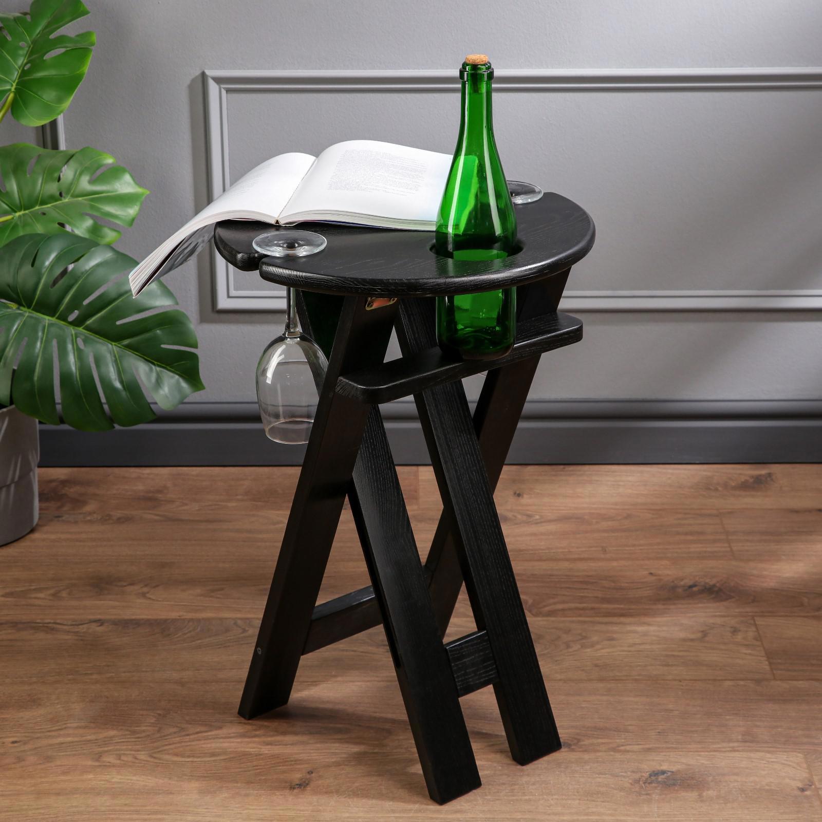 Изображение товара Стол Доброе дерево 5451939 60x80x40см ясеневый чёрный садовый неподвижный