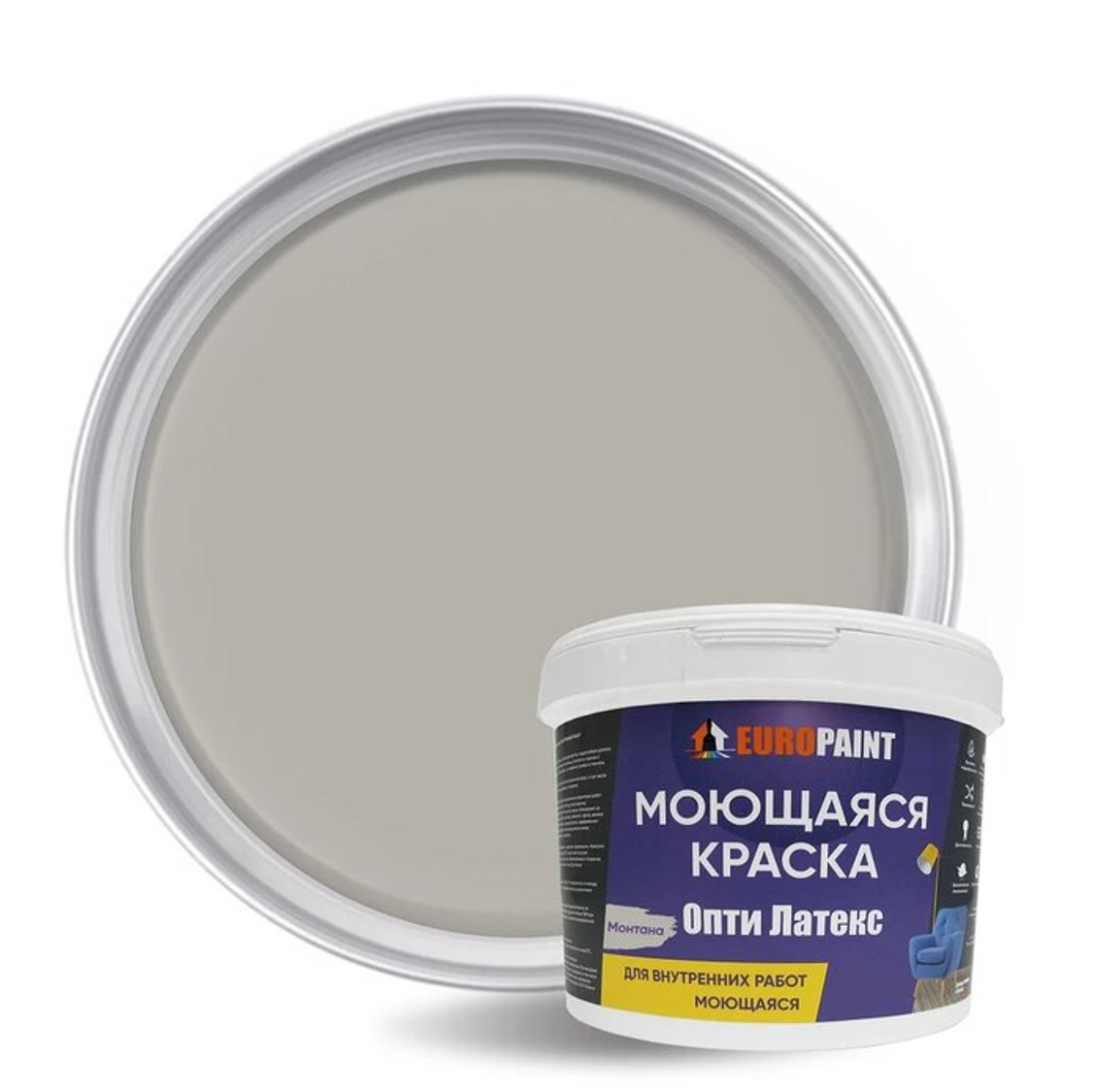 Изображение товара Краска декоративная EUROPAINT Опти Латекс ЛМ_2104_М4 цвет монтана 3 л