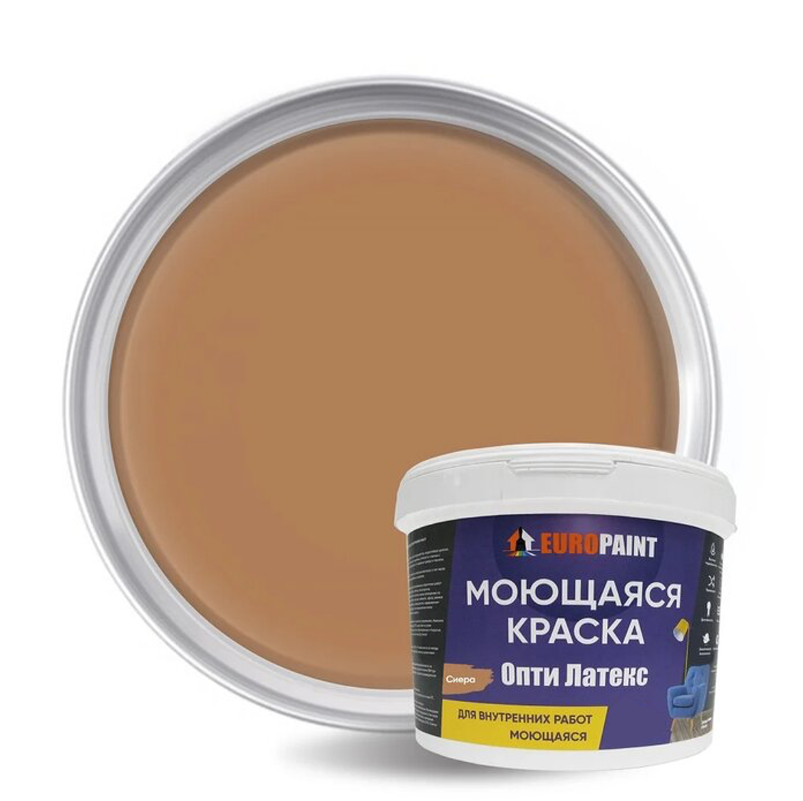 Изображение товара Краска декоративная EUROPAINT Опти Латекс ЛМ_2104_С1 цвет сиера 1 л