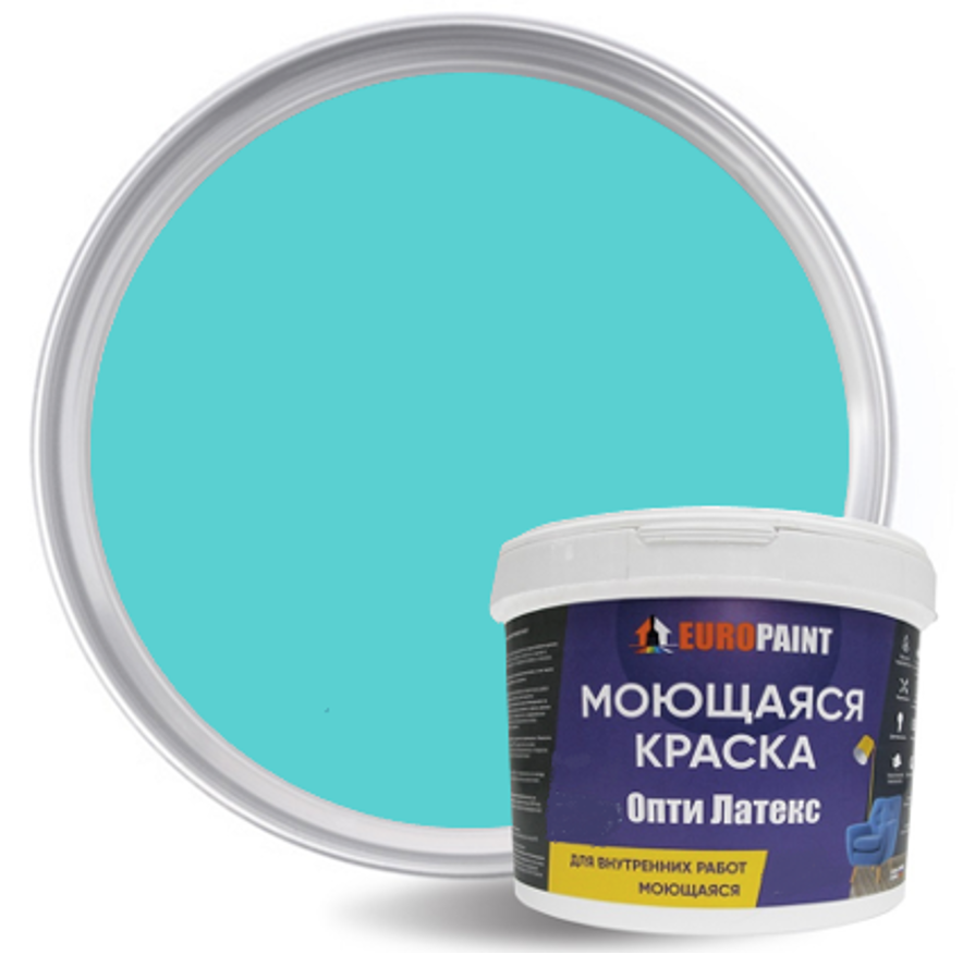 Изображение товара Декоративная водостойкая краска EUROPAINT Опти Латекс 1л матовая для внутренних работ