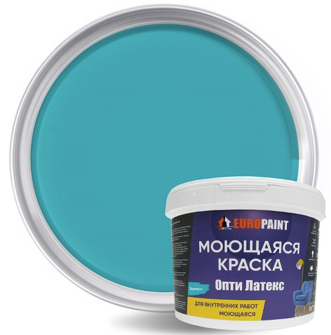Изображение товара Краска декоративная EUROPAINT Опти Латекс Таласс 3 л водостойкая матовая