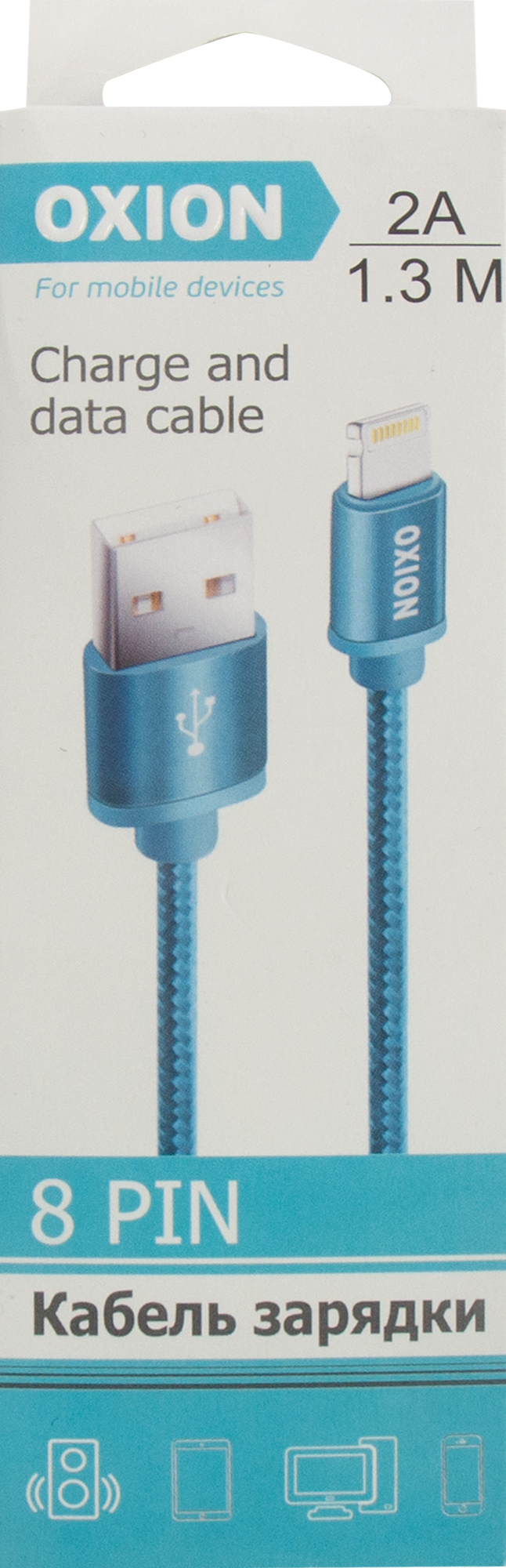 Кабель Oxion USB-Lightning 1.3 м 2 A цвет синий - 2