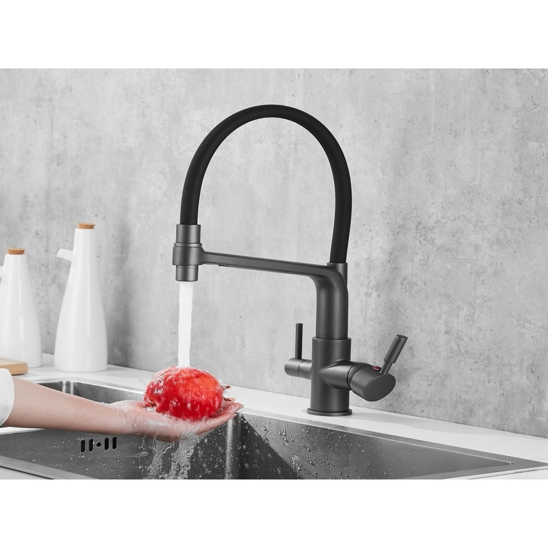 Изображение товара Смеситель для кухни Rose R658Y с датчиком и гибким изливом, серый