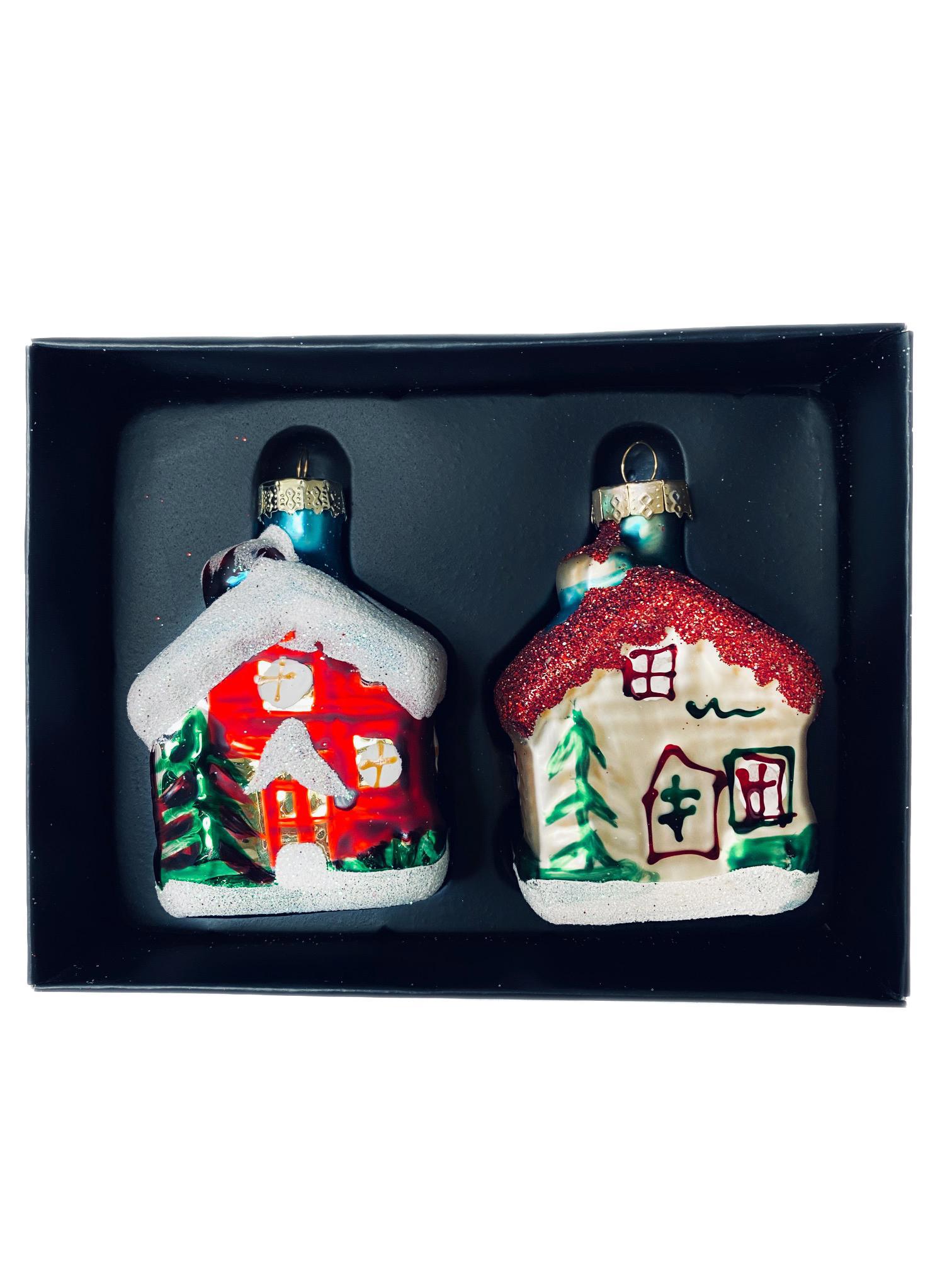 Изображение товара Набор елочных украшений Магия Праздника MAG1936 2 шт в виде домиков, размер 5x7 см