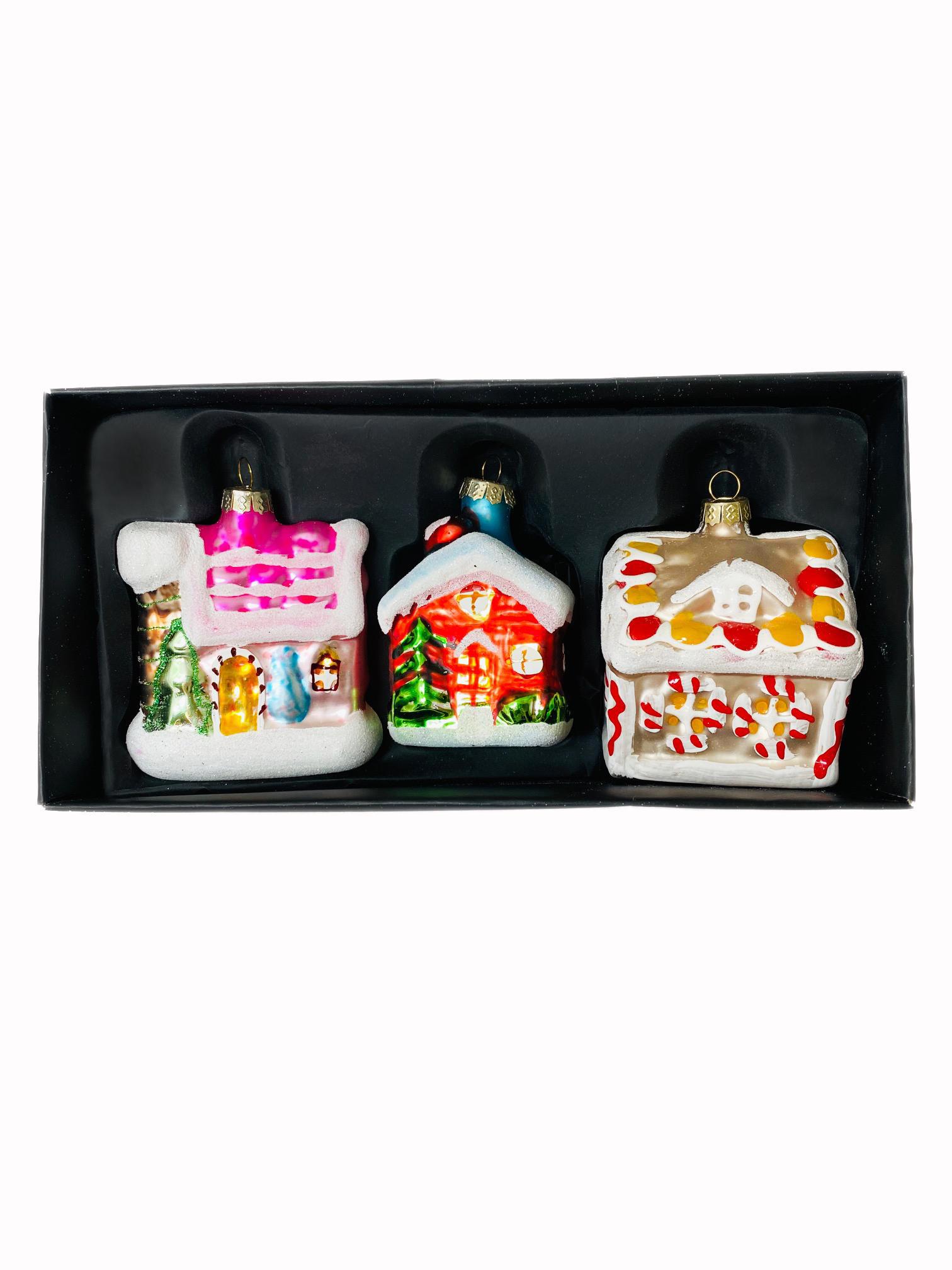 Изображение товара Елочное украшение Магия Праздника MAG1940, набор 3 шт,ДОМИКИ, выСота 7-8 см