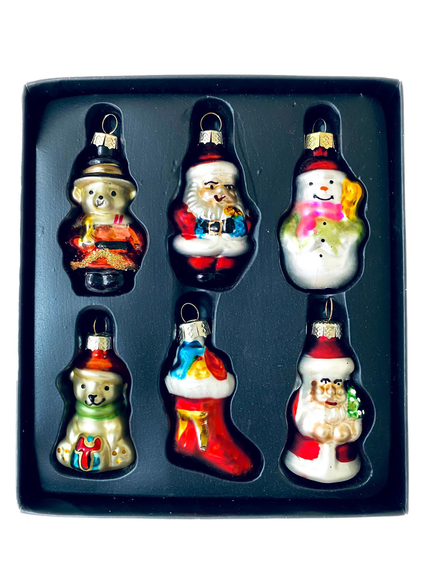 Изображение товара Набор елочных украшений Магия Праздника 6 шт яркие стеклянные изделия 3x5 см