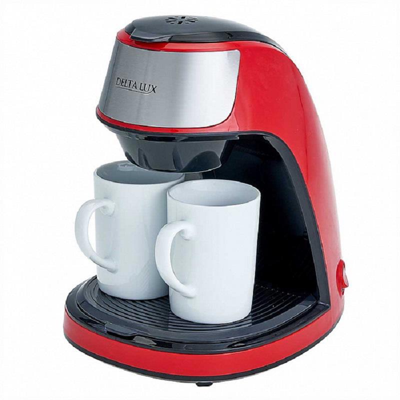 Изображение товара Кофеварка капельная Delta lux 18x25x23 красная с фильтром и индикатором