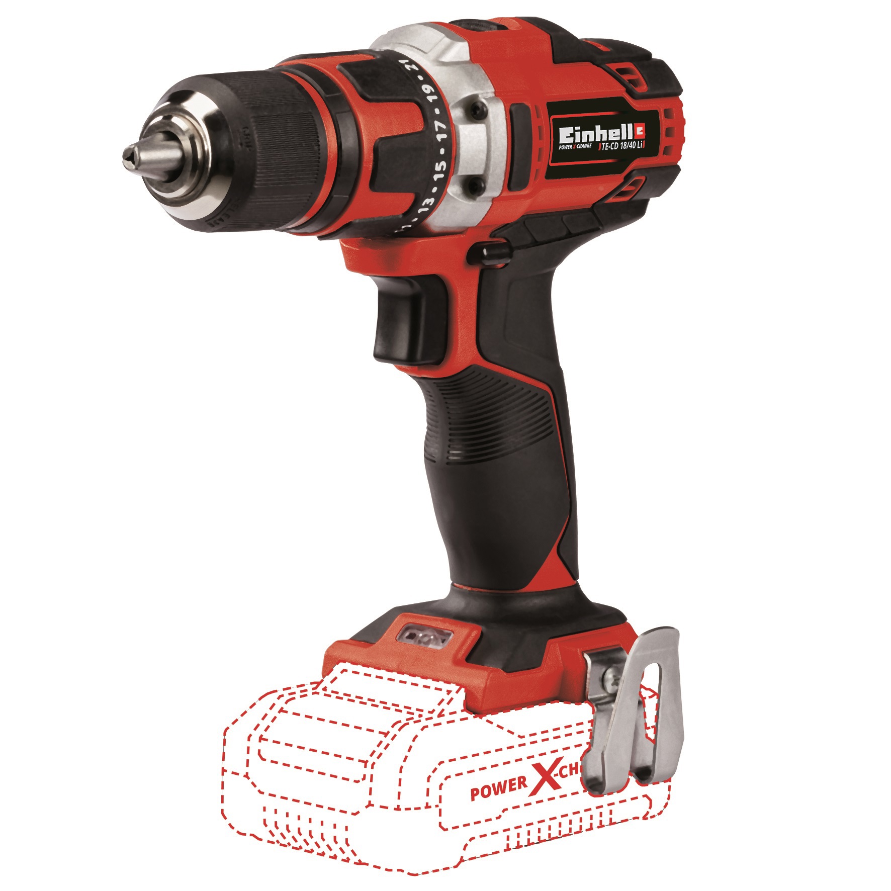 Изображение товара Дрель-шуруповерт аккумуляторная Einhell PXC TE-CD 18/40 Li-Solo 4513925, 18 В Li-Ion без Акб и Зу Изображение товара Дрель-шуруповерт аккумуляторная Einhell PXC TE-CD 18/40 Li-Solo 4513925, 18 В Li-Ion без Акб и Зу