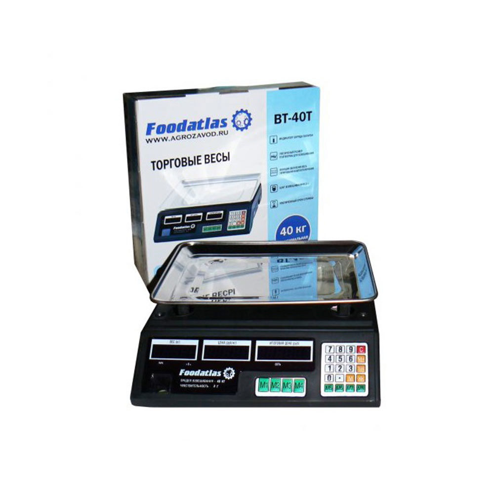 Изображение товара Электронные весы Foodatlas ВТ-40Т 40 кг с подсветкой и памятью