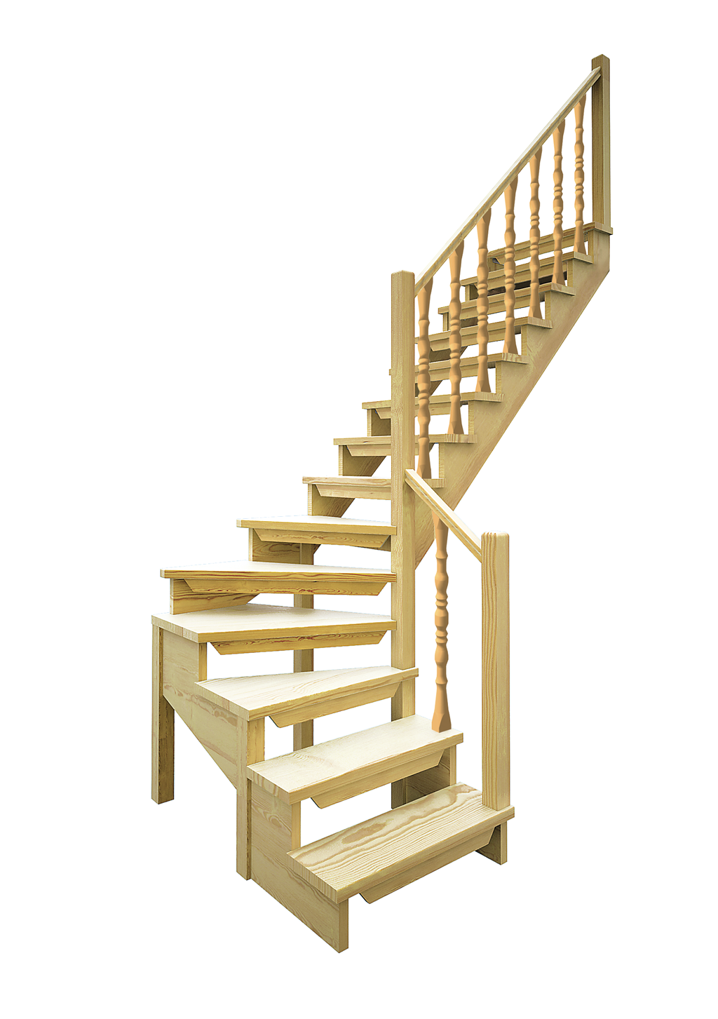 Изображение товара Лестница поворотная универсальная ЛЕС-09 из сосны для внутреннего использования