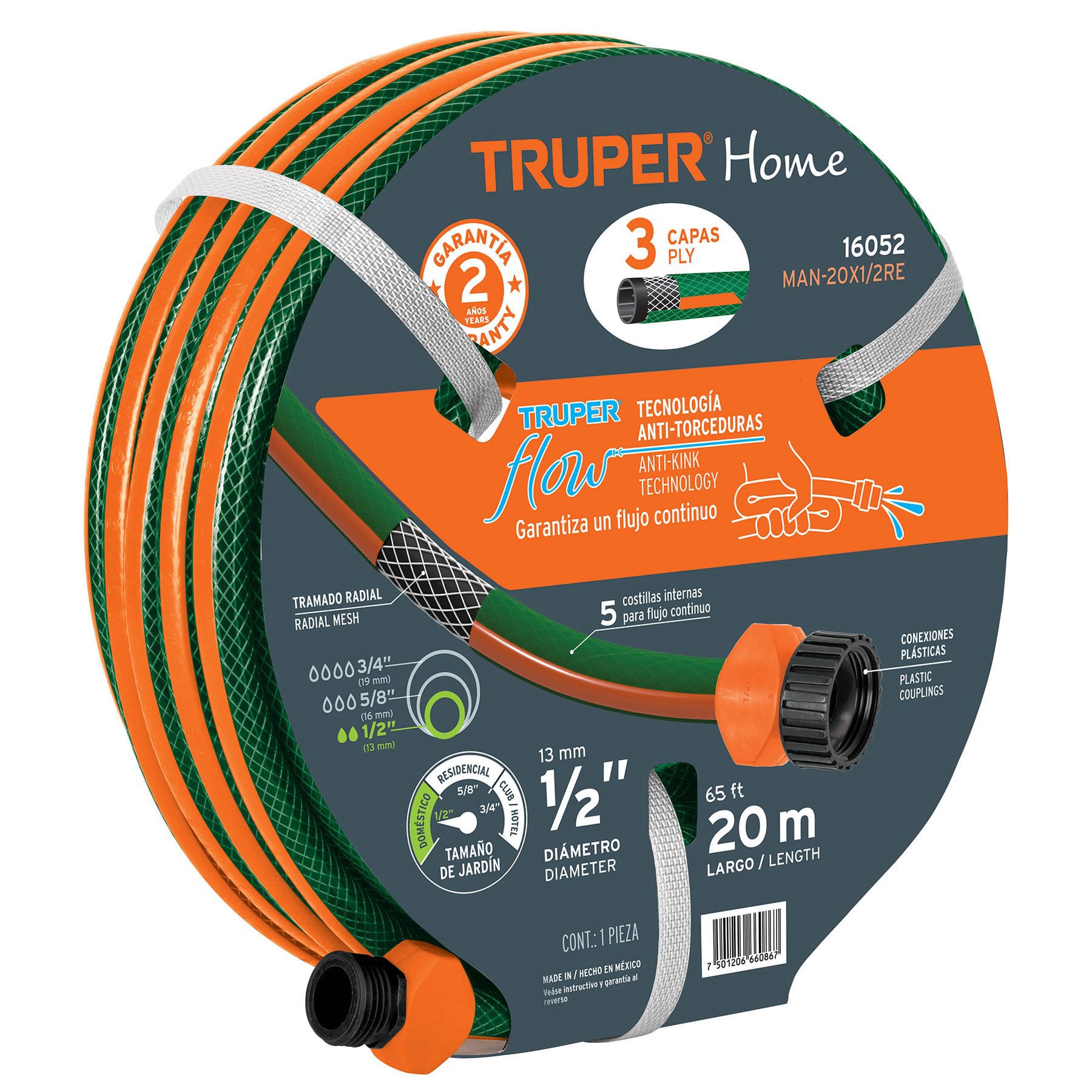 Изображение товара Шланг для полива Truper 16052 d 17 мм 20 м ПВХ
