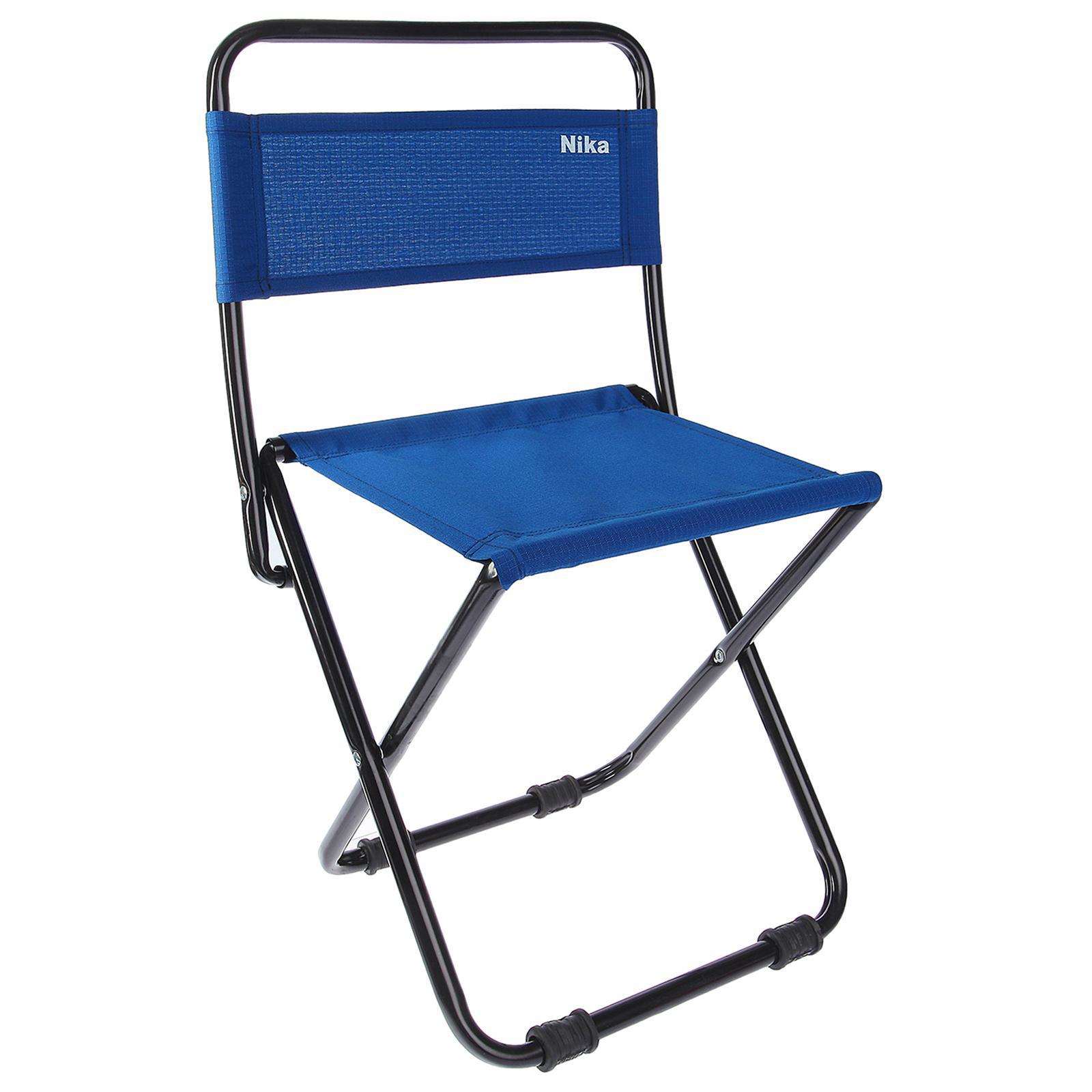 Изображение товара Складной садовый стул Nika с синей тканью компактный и прочный