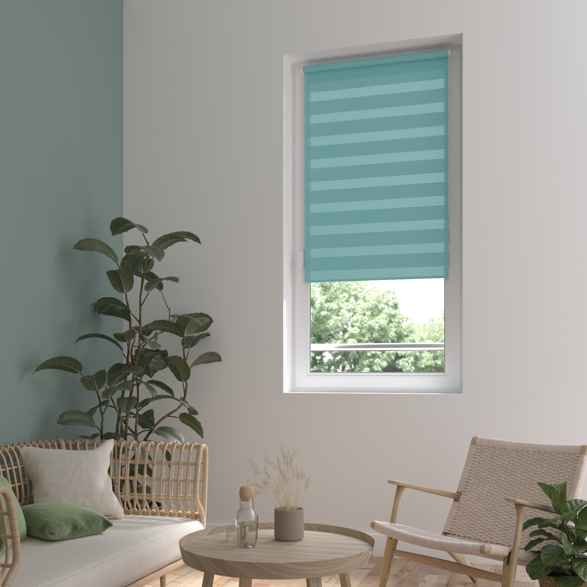 Штора рулонная день-ночь Inspire Peter 70x160 см бирюза Aqua 3 - 11