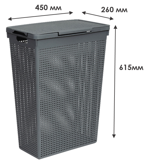Корзина для белья Виолет Лофт 50л 45x60x26 см цвет серый - 5
