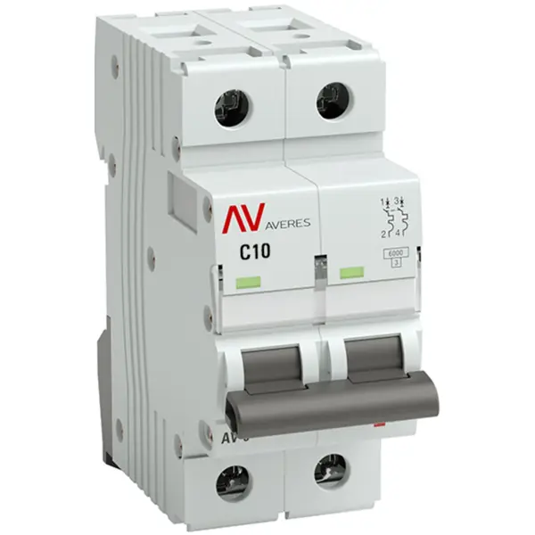 Автоматический выключатель EKF Averes AV-6 2P C10 А 6 кА mcb6-2-10C-av