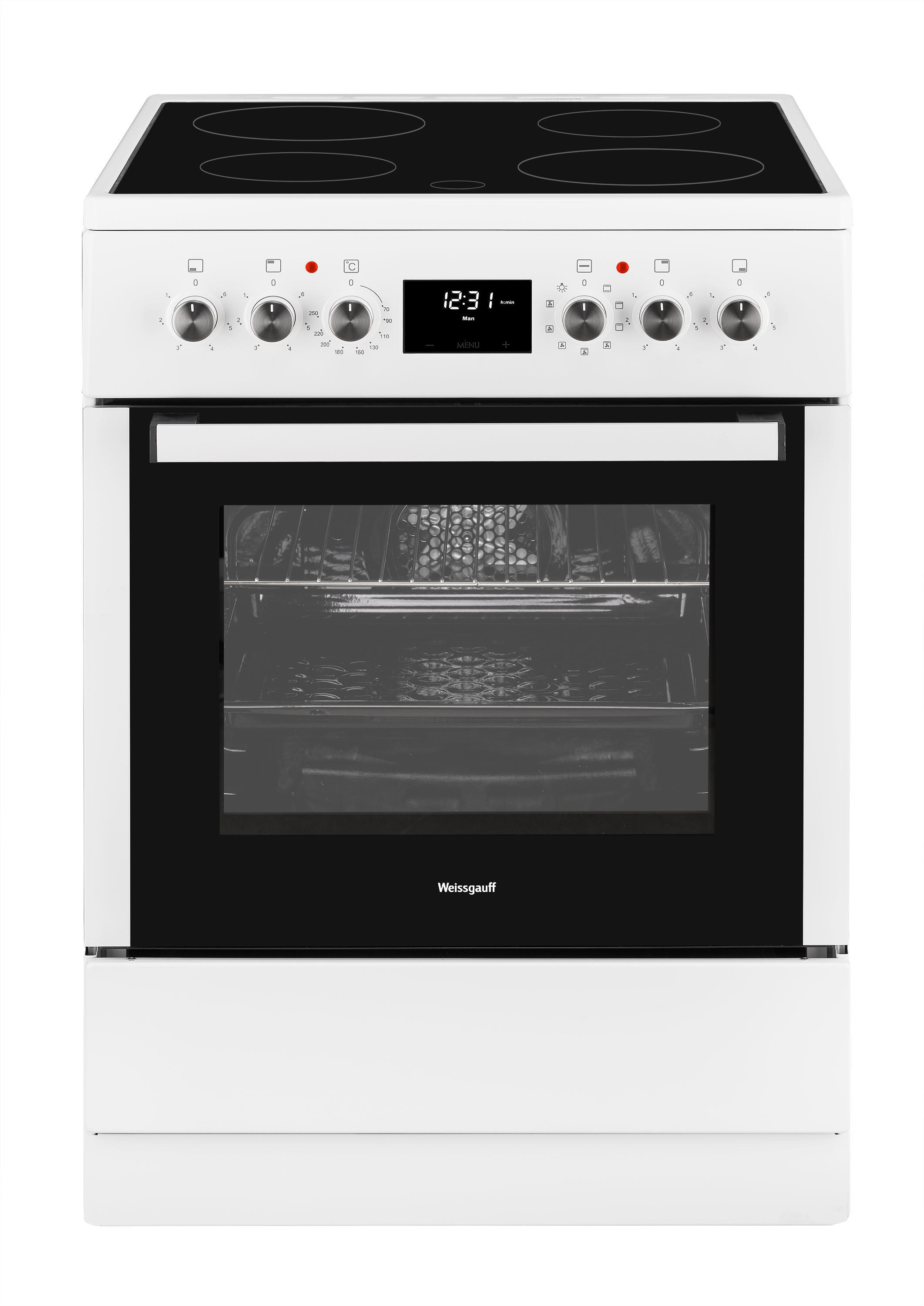 Изображение товара Стеклокерамическая плита с духовкой Weissgauff WES E12V15 WE 68x98x71 см цвет белый