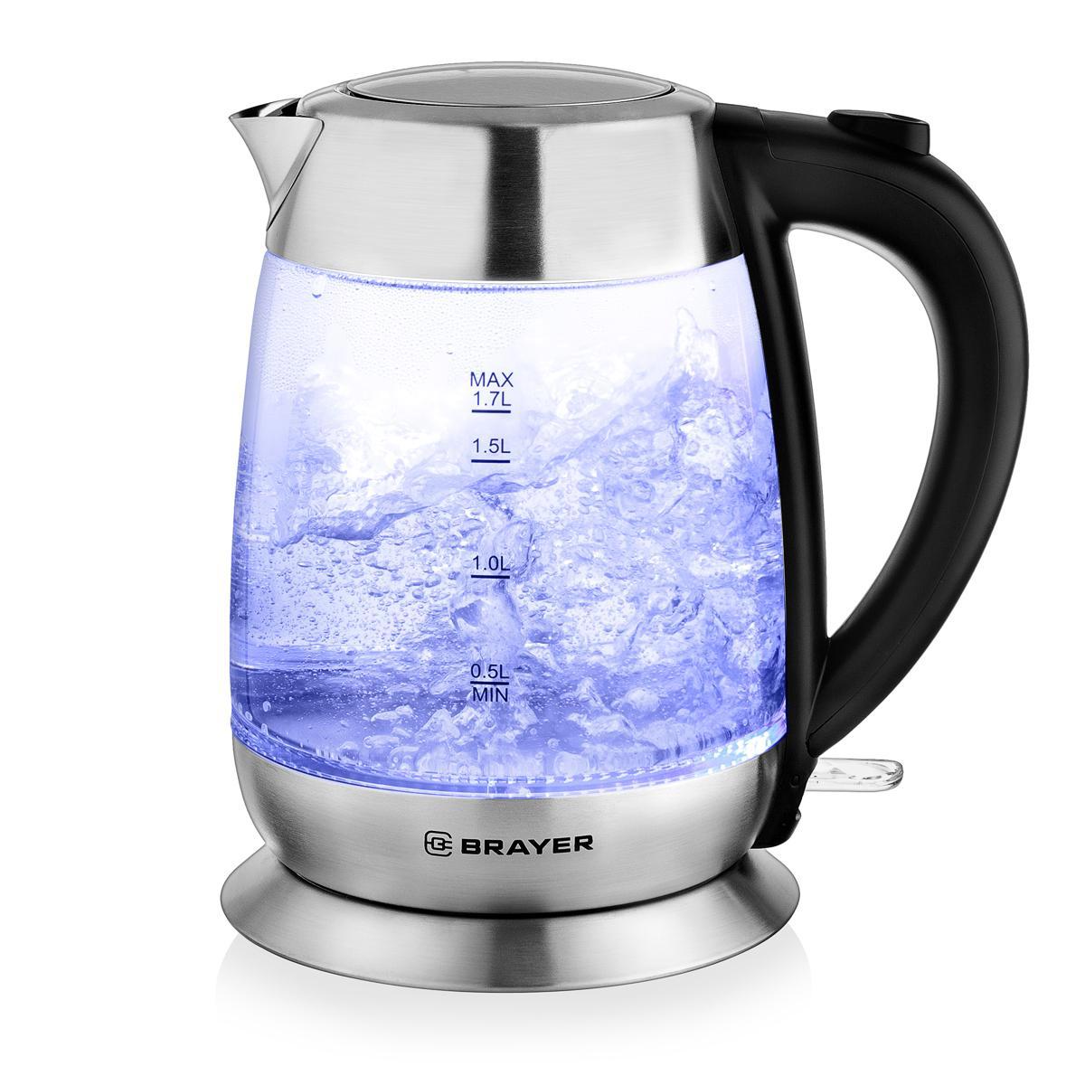 Изображение товара Электрический чайник Brayer BR1010 1.7 л стеклянный с подсветкой и автоматикой