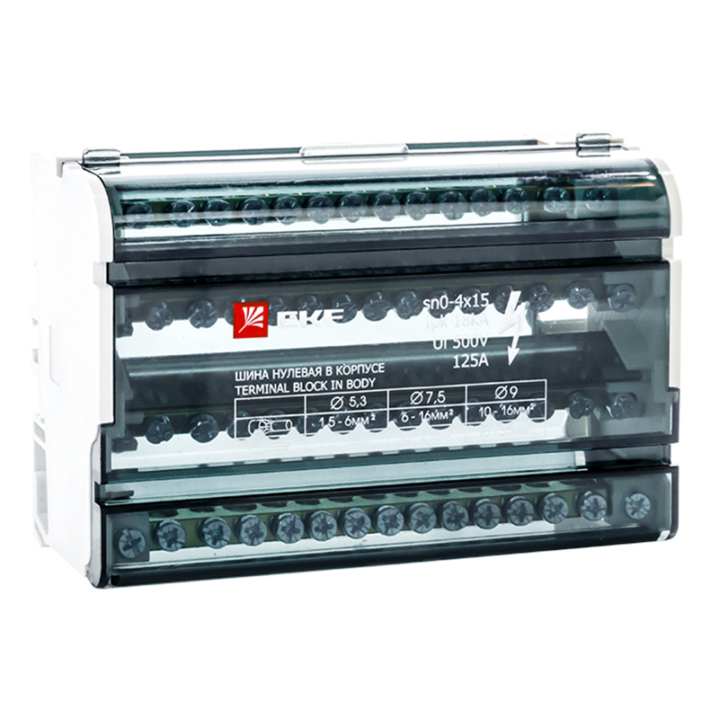 Изображение товара Шина N EKF в корпусе 4x15 мм для подключения нулевых проводов