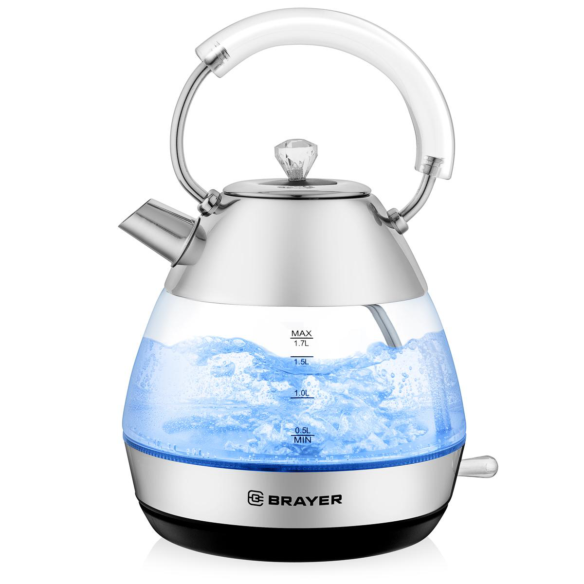 Изображение товара Электрический чайник BRAYER 1.7 л стекло BR1027, металл