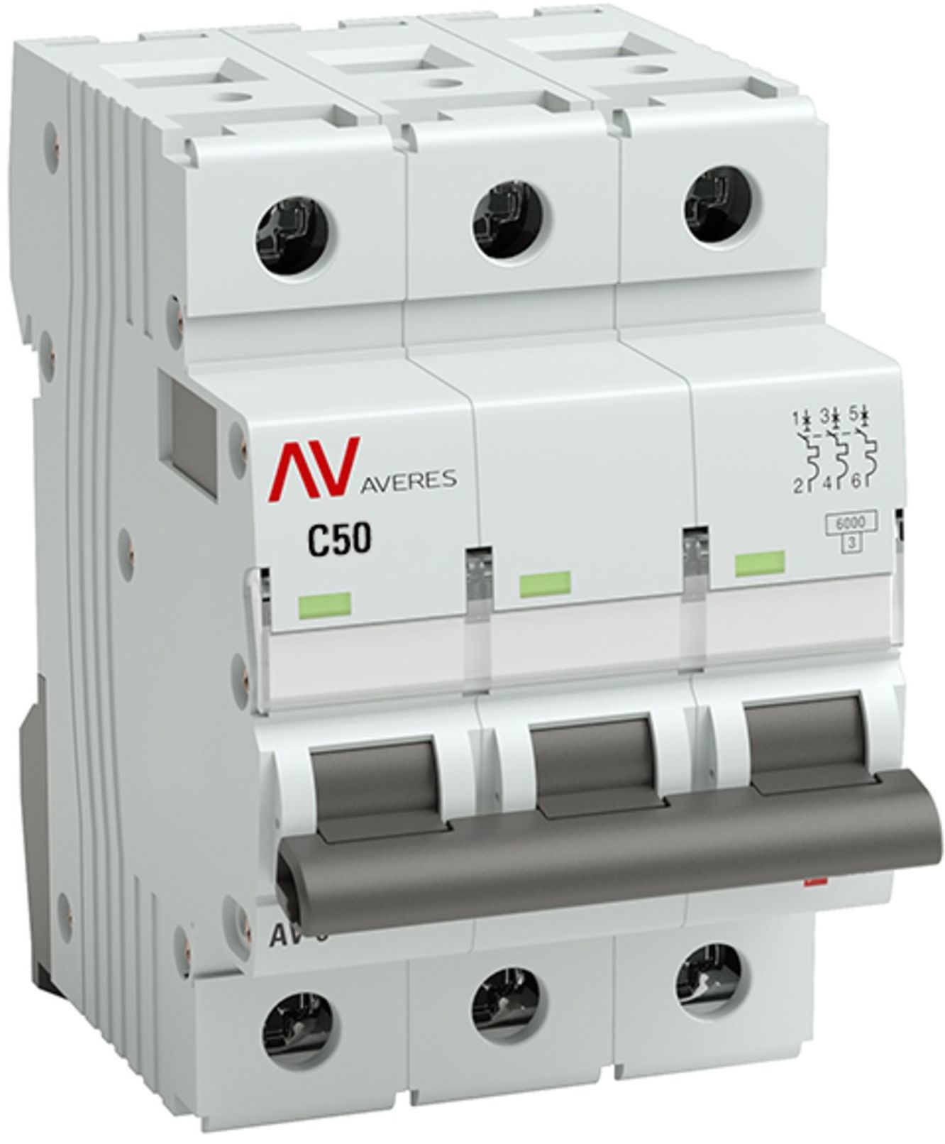 Изображение товара Автоматический выключатель EKF Averes AV-6 3P 50А 6кА для электросетей