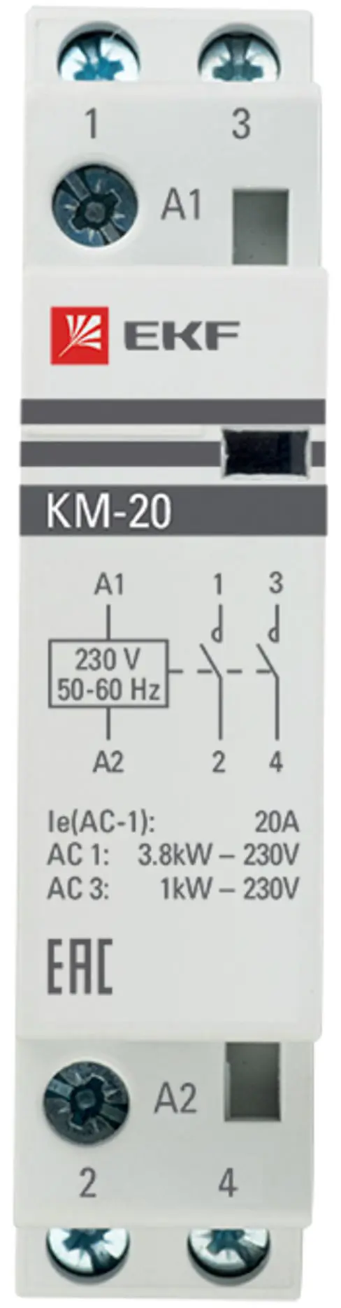 Контактор EKF КМ 2NО 20 А 230-400 В - 1