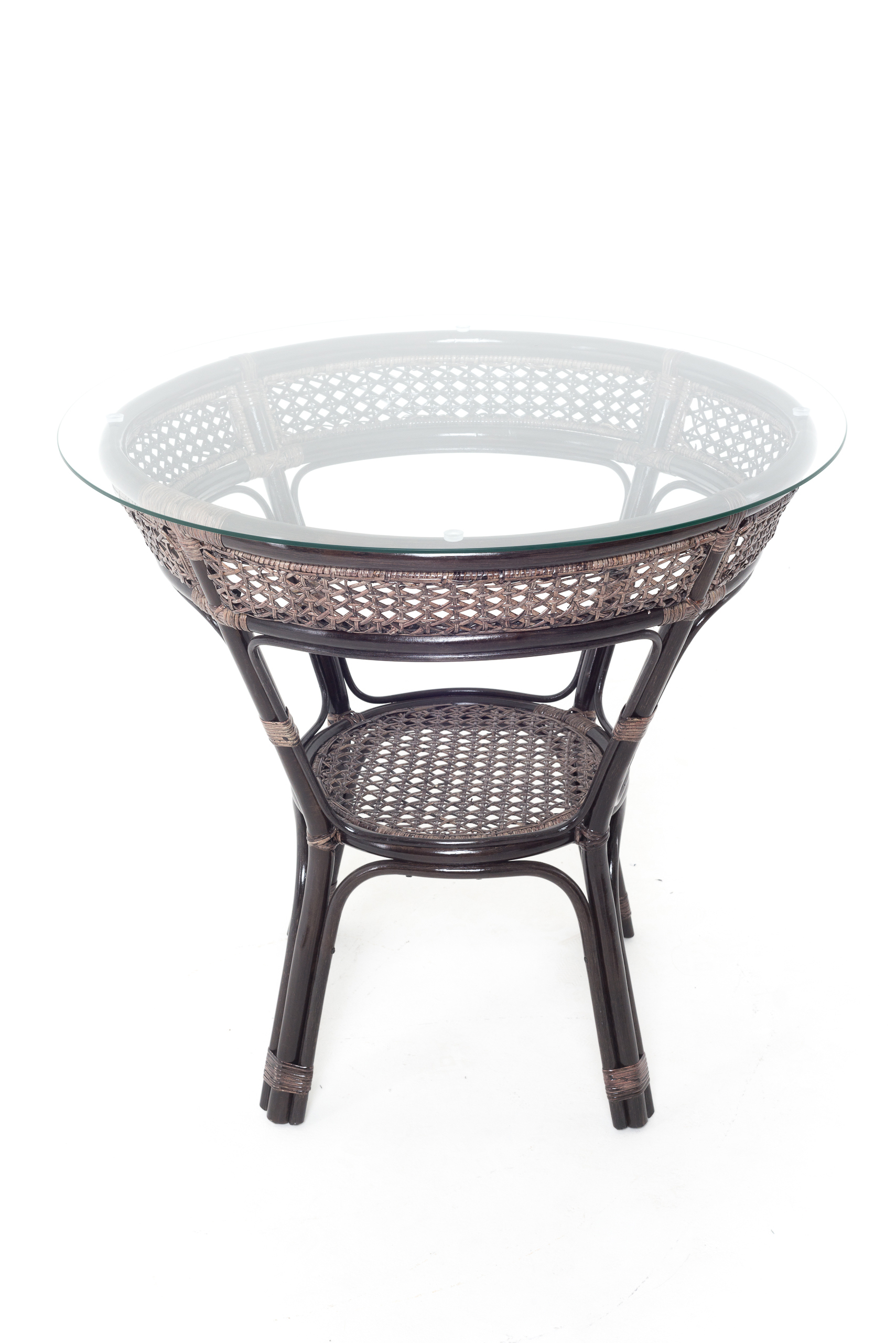 Изображение товара Стол садовый Vinotti Calamus Rotan 84 см круглый с стеклянной столешницей