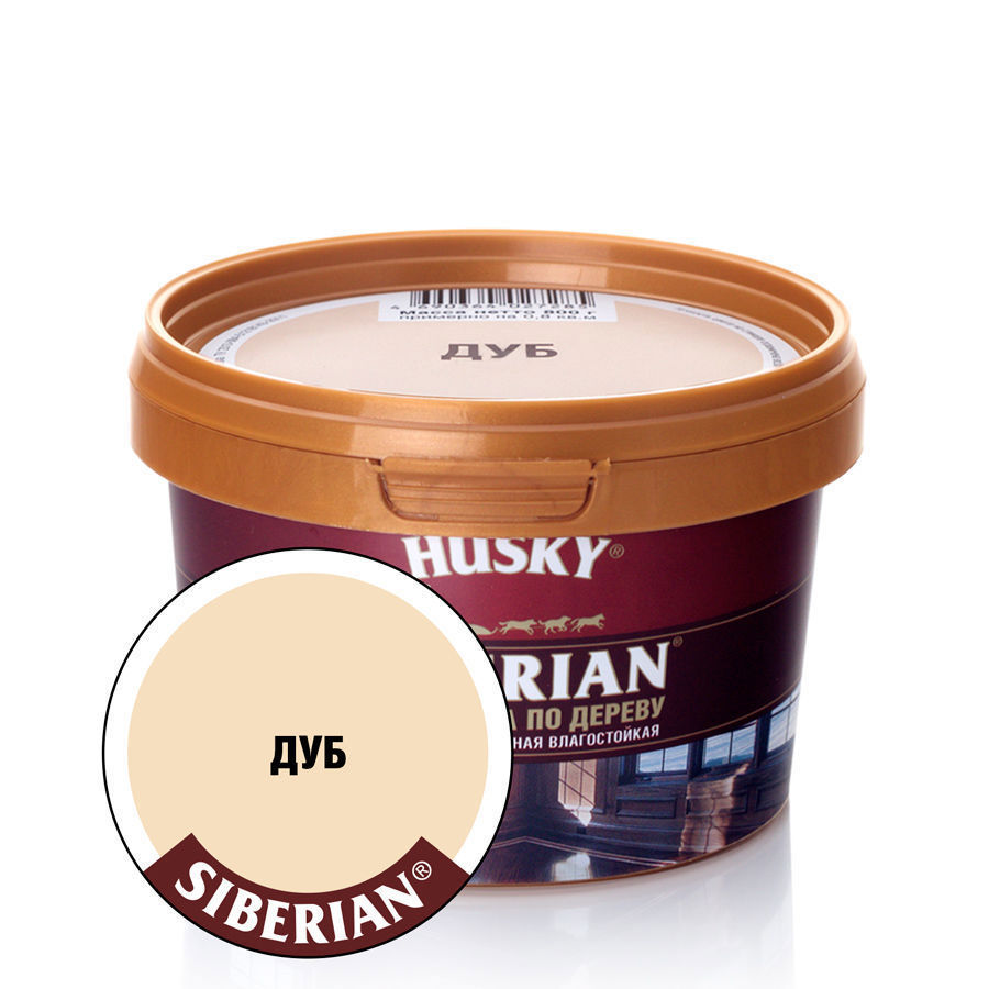 Изображение товара Шпатлевка по дереву HUSKY Siberian 26532 Готовый Дуб 0.8 кг