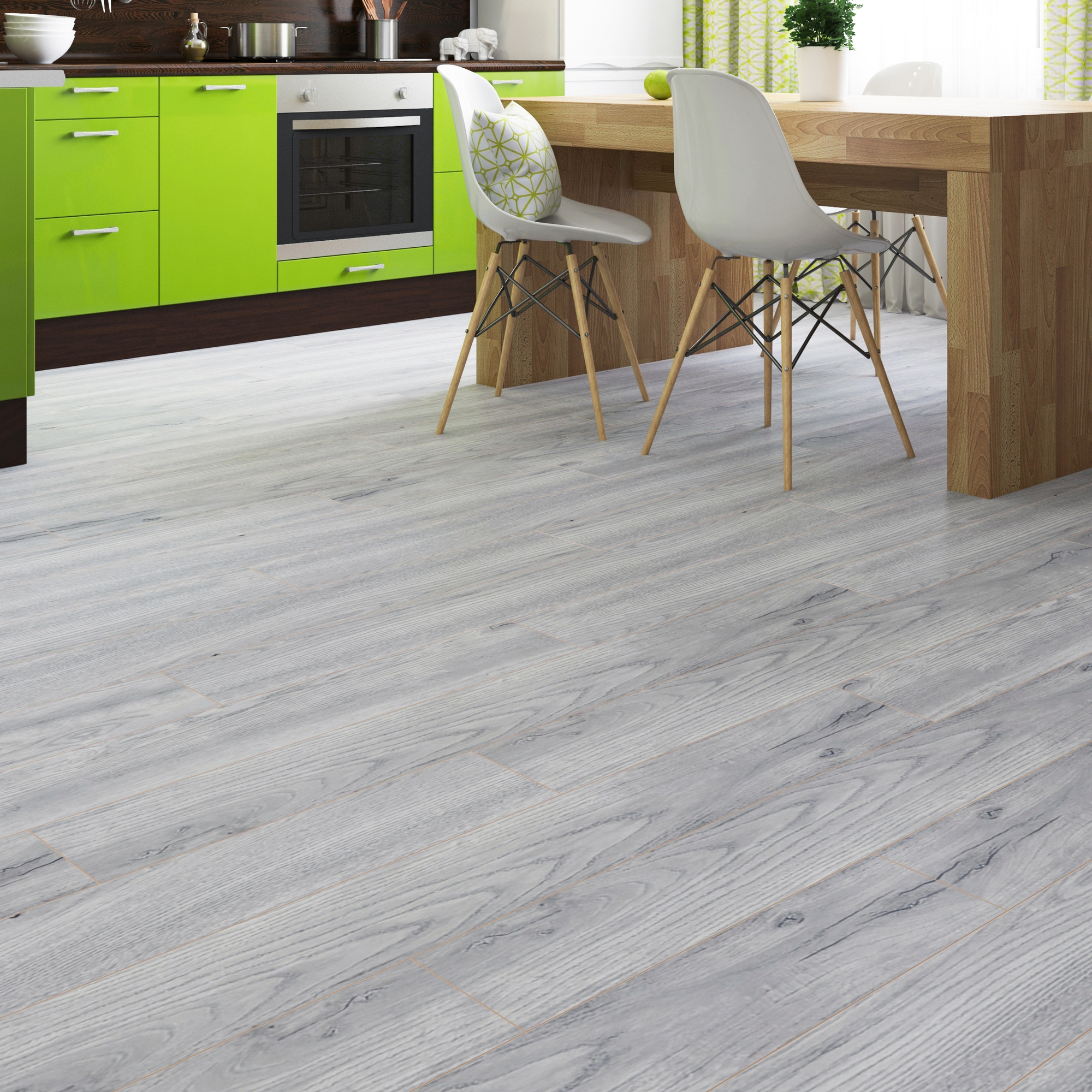 Изображение товара Ламинат Дуб Туне 33 класс 12 мм фаски 1.332 м2, серый, Россия