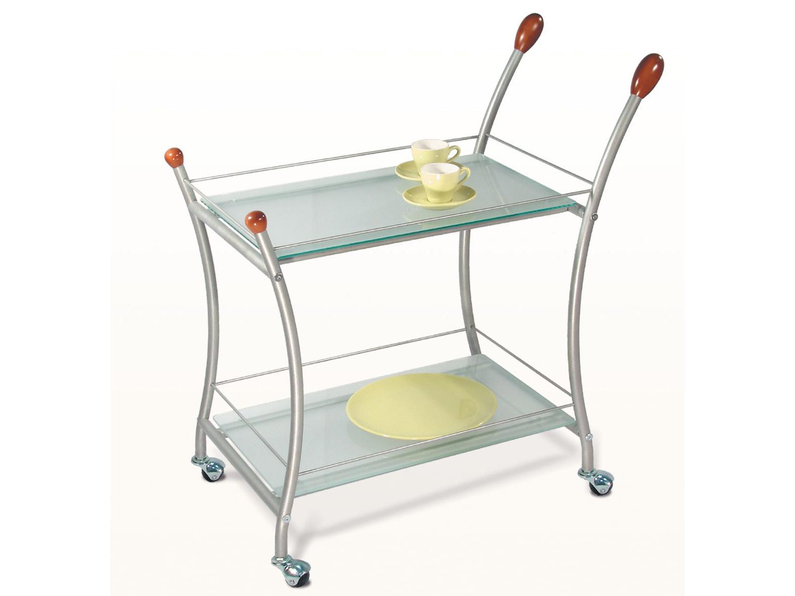 Изображение товара Сервировочный столик Мебелик Поло 75x82x42 см стекло цвет металлик