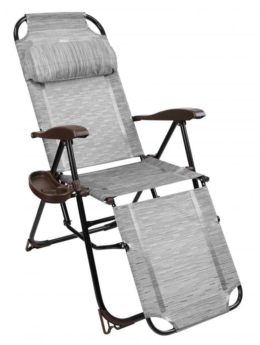 Изображение товара Кресло-шезлонг Nika КШ3/4 складное с полкой до 100 кг черный бамбук