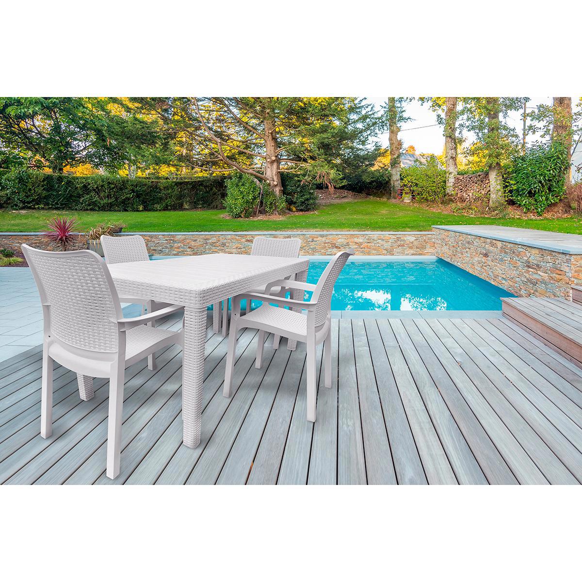 Изображение товара Пластиковый садовый стол InGreen ING6183УТ белый для дачи и кафе, 4 места