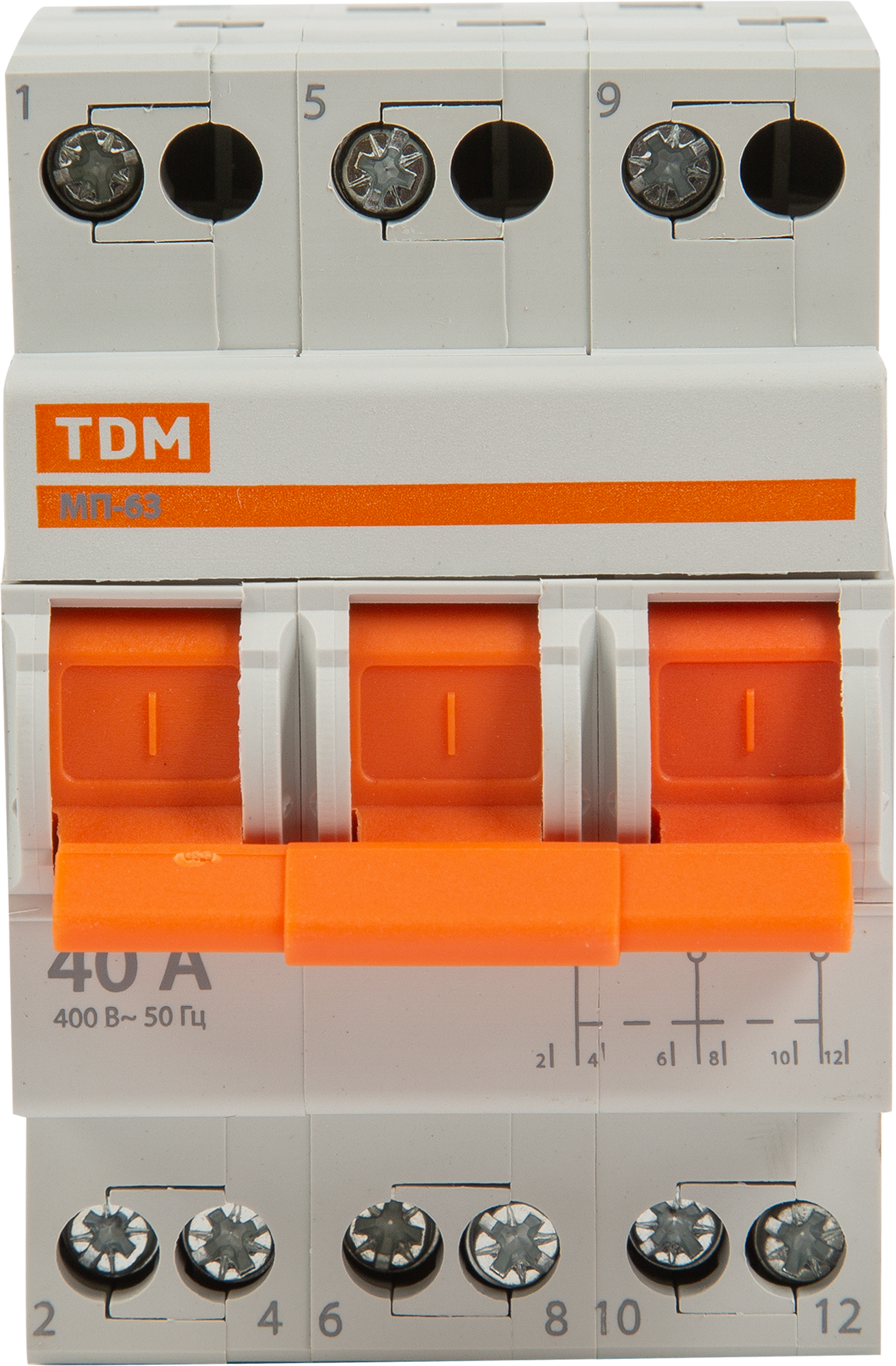 Выключатель нагрузки TDM Electric МП-63 3P 40 А трёхпозиционный - 1