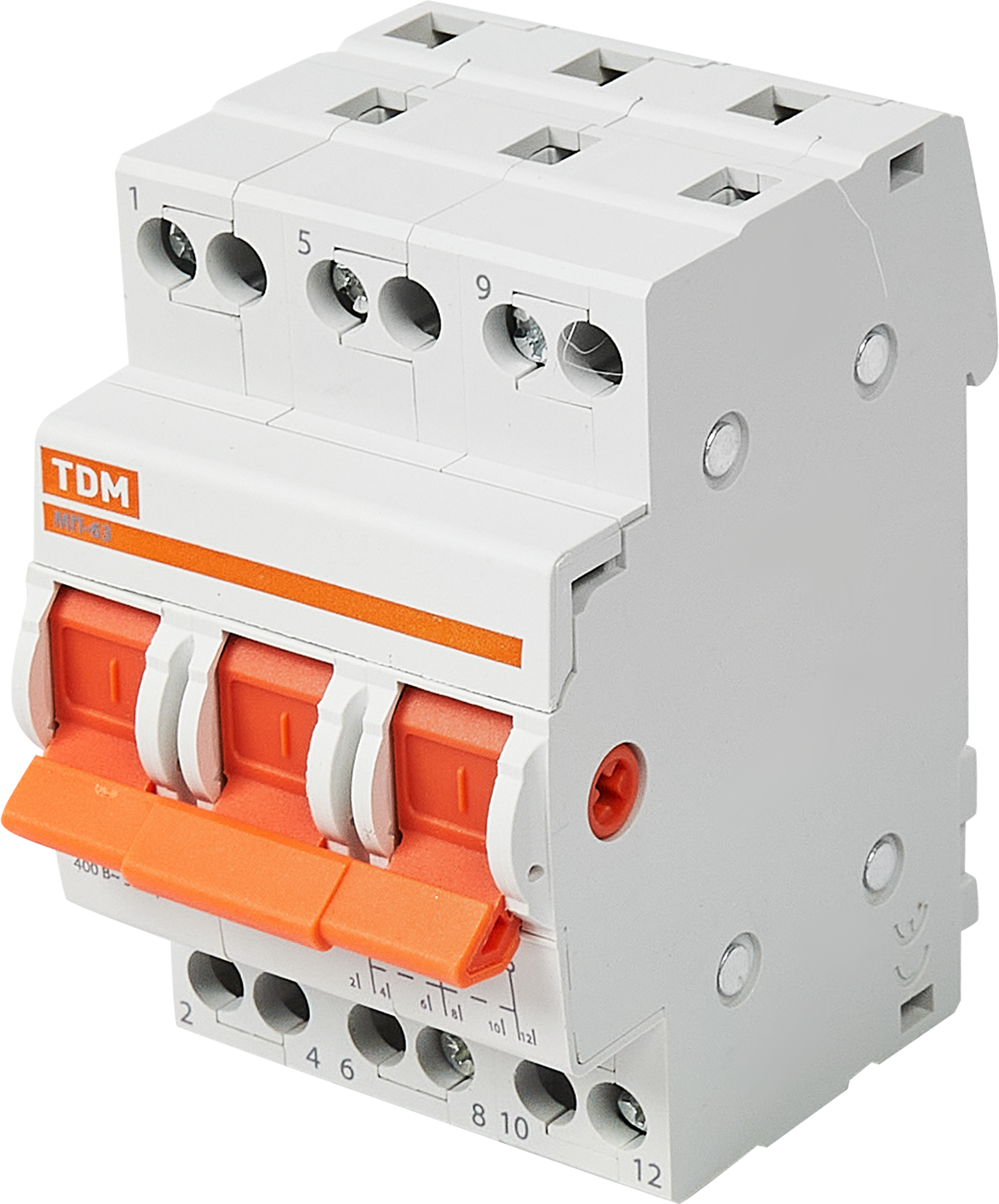 Изображение товара Выключатель нагрузки TDM Electric МП-63 3P 63 А трехфазный надежный корпус