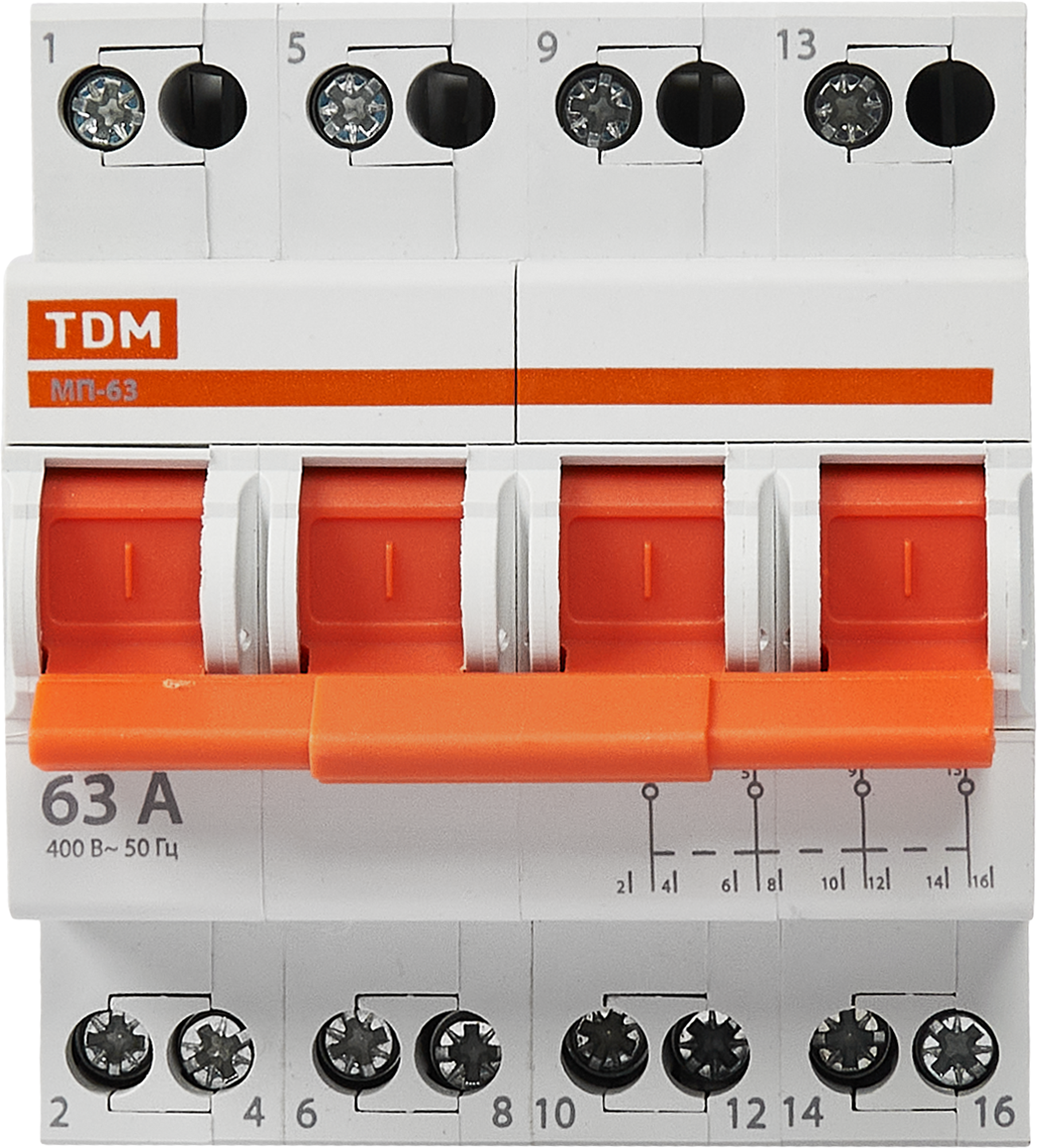 Выключатель нагрузки TDM Electric МП-63 4P 63 А трёхпозиционный - 1