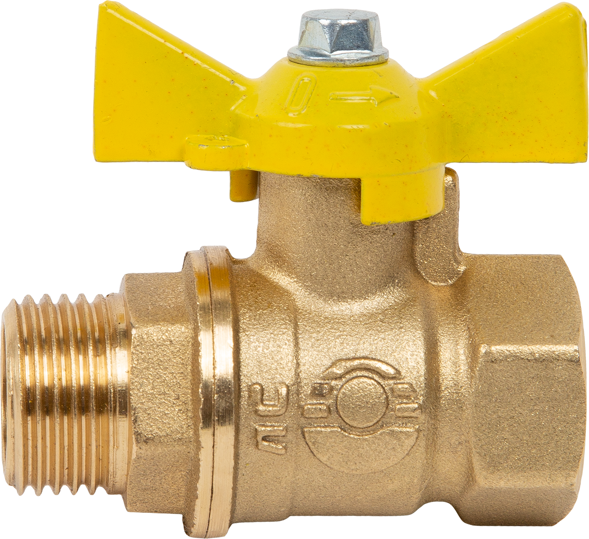 Кран шаровой для газа прямой DN15 PN40 1/2" НР/ВР латунь ручка бабочка - 1