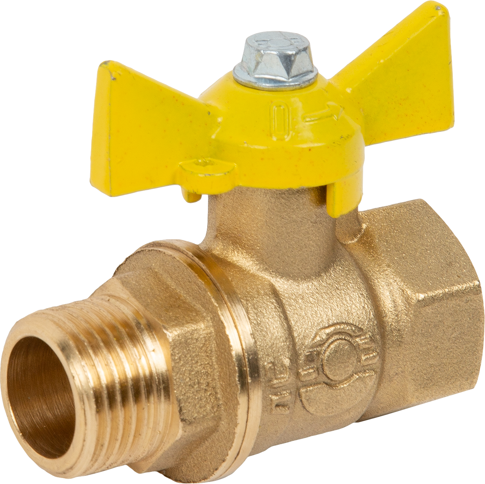 Кран шаровой для газа прямой DN15 PN40 1/2" НР/ВР латунь ручка бабочка