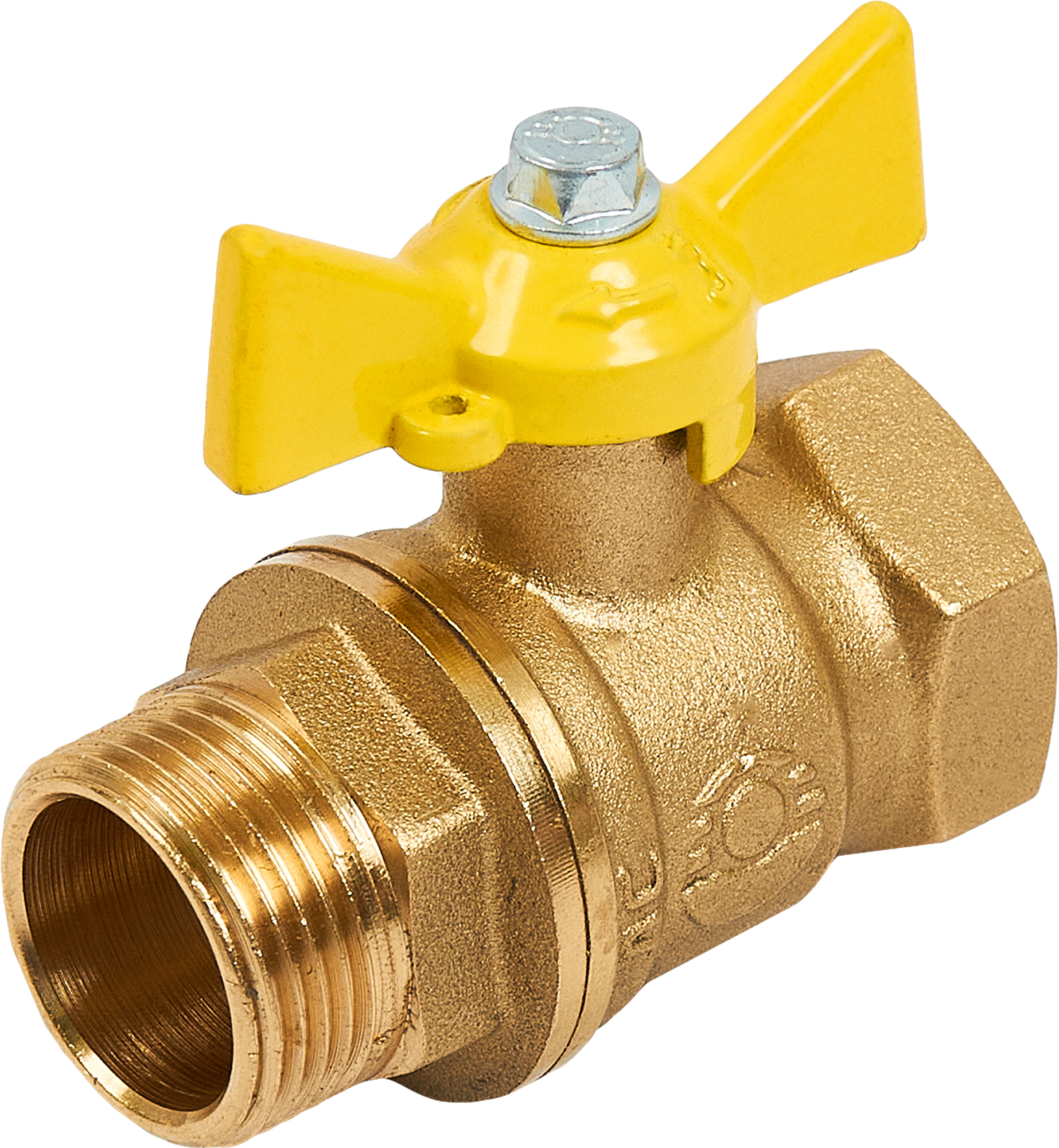 Кран шаровой для газа прямой DN20 PN40 3/4" НР/ВР латунь ручка бабочка