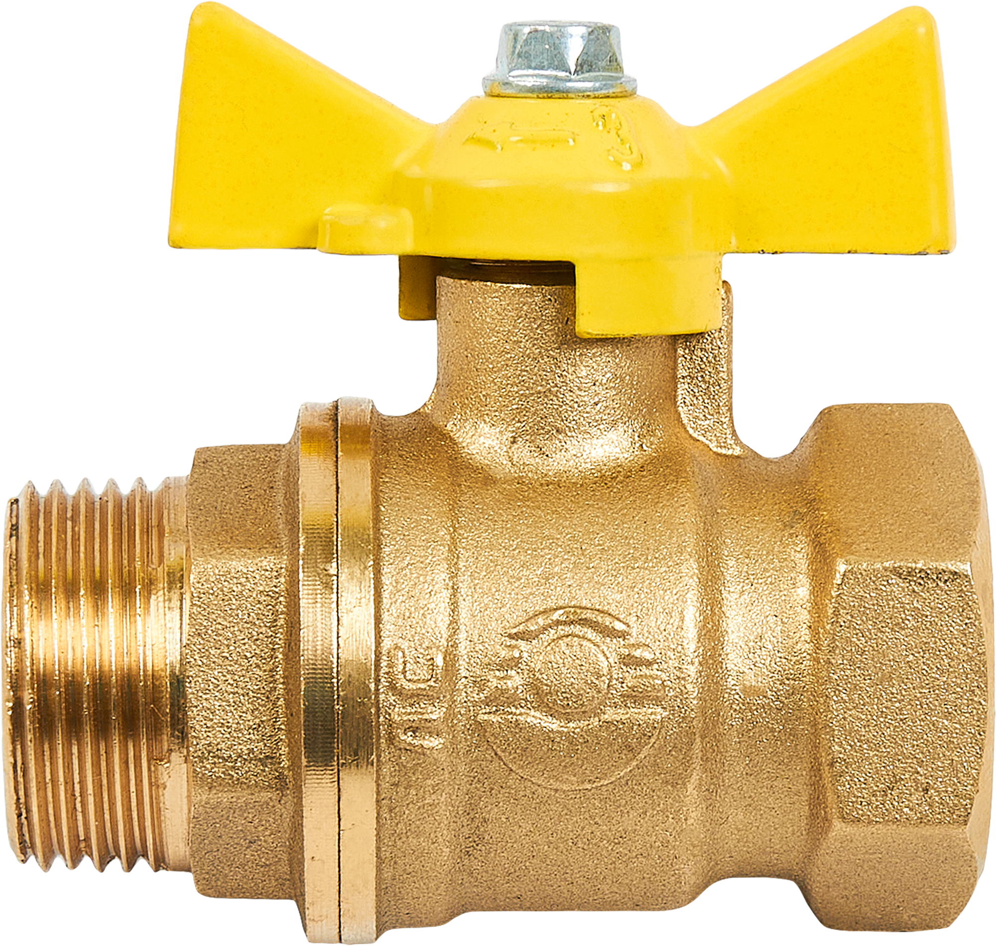 Кран шаровой для газа прямой DN20 PN40 3/4" НР/ВР латунь ручка бабочка - 1