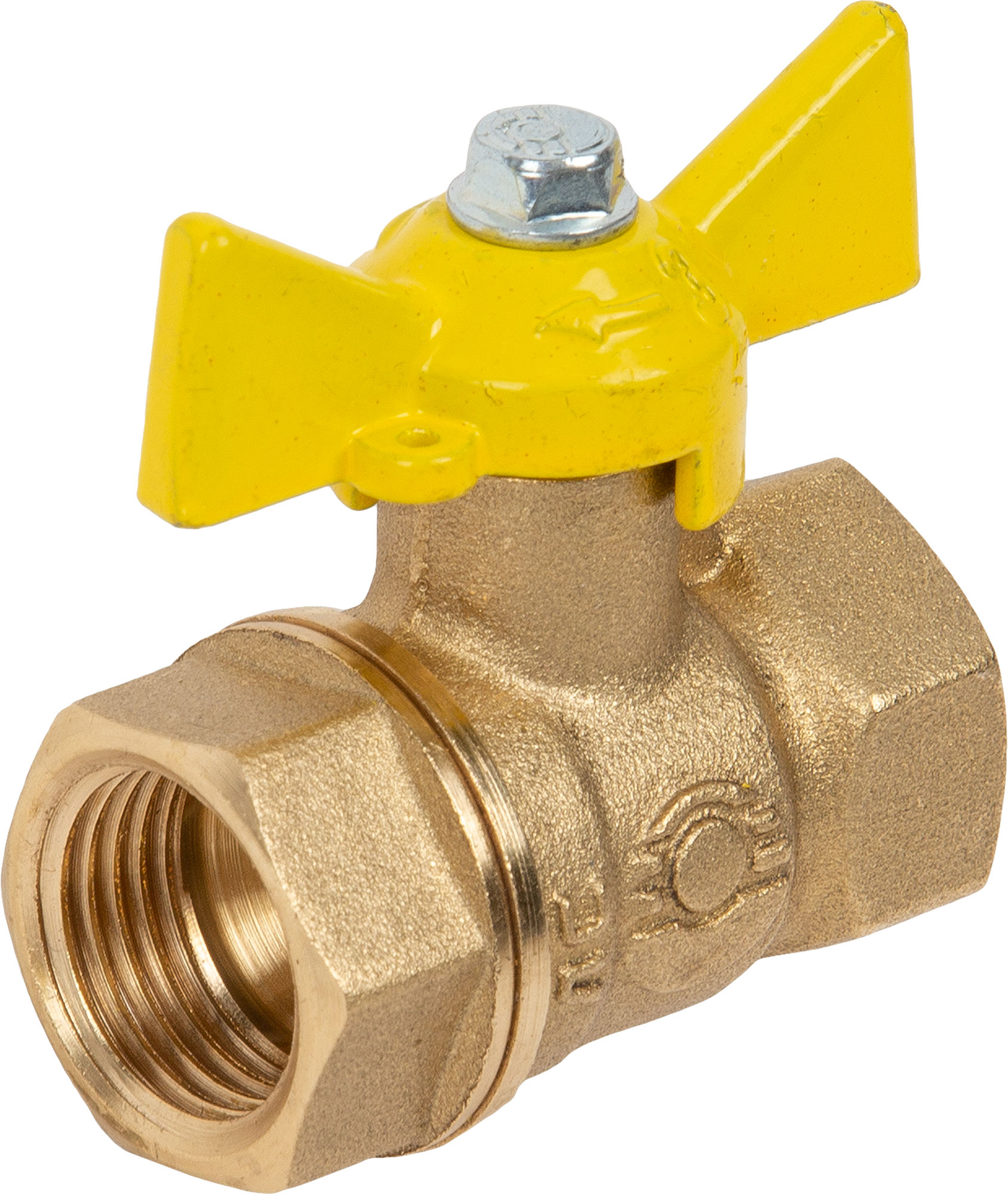 Кран шаровой для газа прямой DN15 PN40 1/2" ВР латунь ручка бабочка