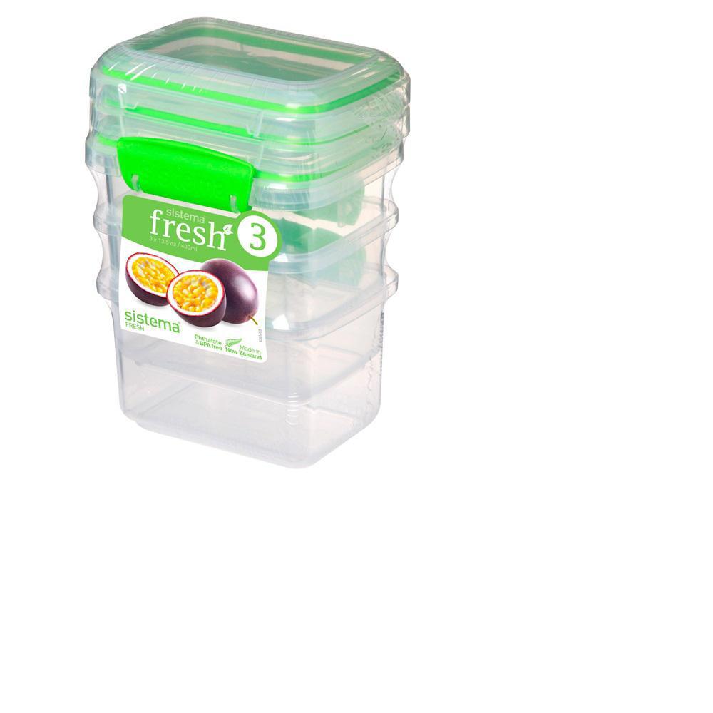 Изображение товара Набор из 3 контейнеров Sistema 0.4 л пластиковых для хранения продуктов