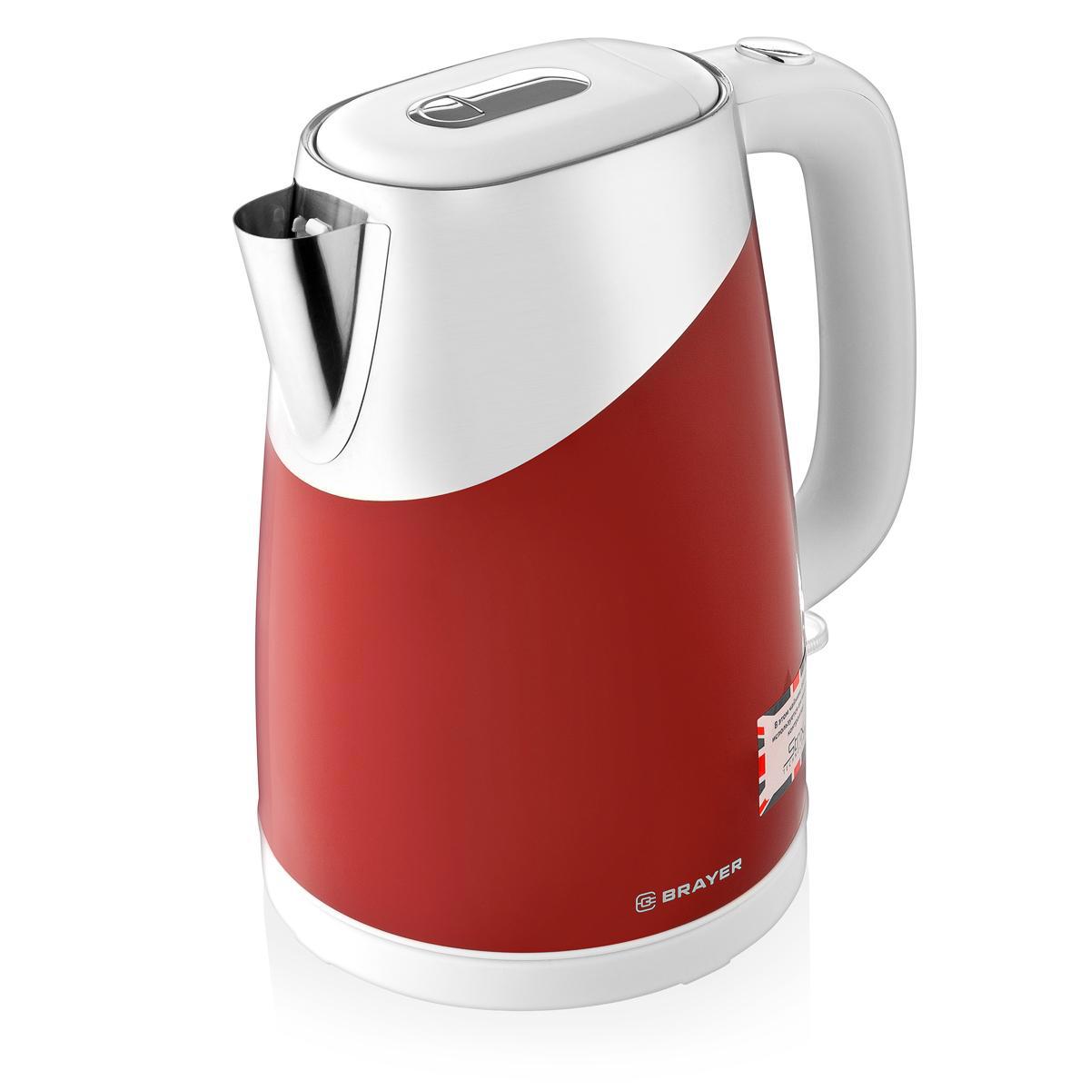 Изображение товара Электрический чайник BRAYER BR1023R 1.7 л - стильный и мощный корпус из нержавейки