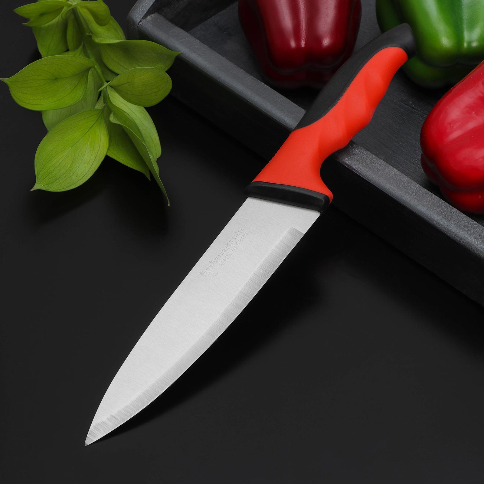 Изображение товара Нож Доляна лезвие 18 см нержавеющая сталь цвет красный 6964574