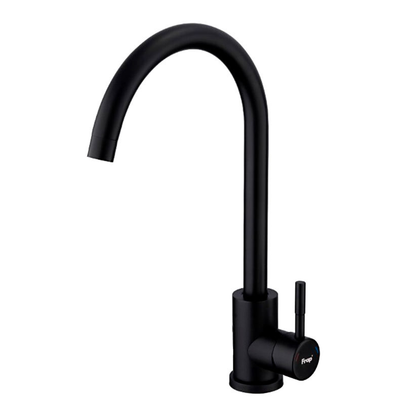 Изображение товара Смеситель для кухни с поворотным изливом 25.70 см Frap F40899-4 нержавеющая сталь черный