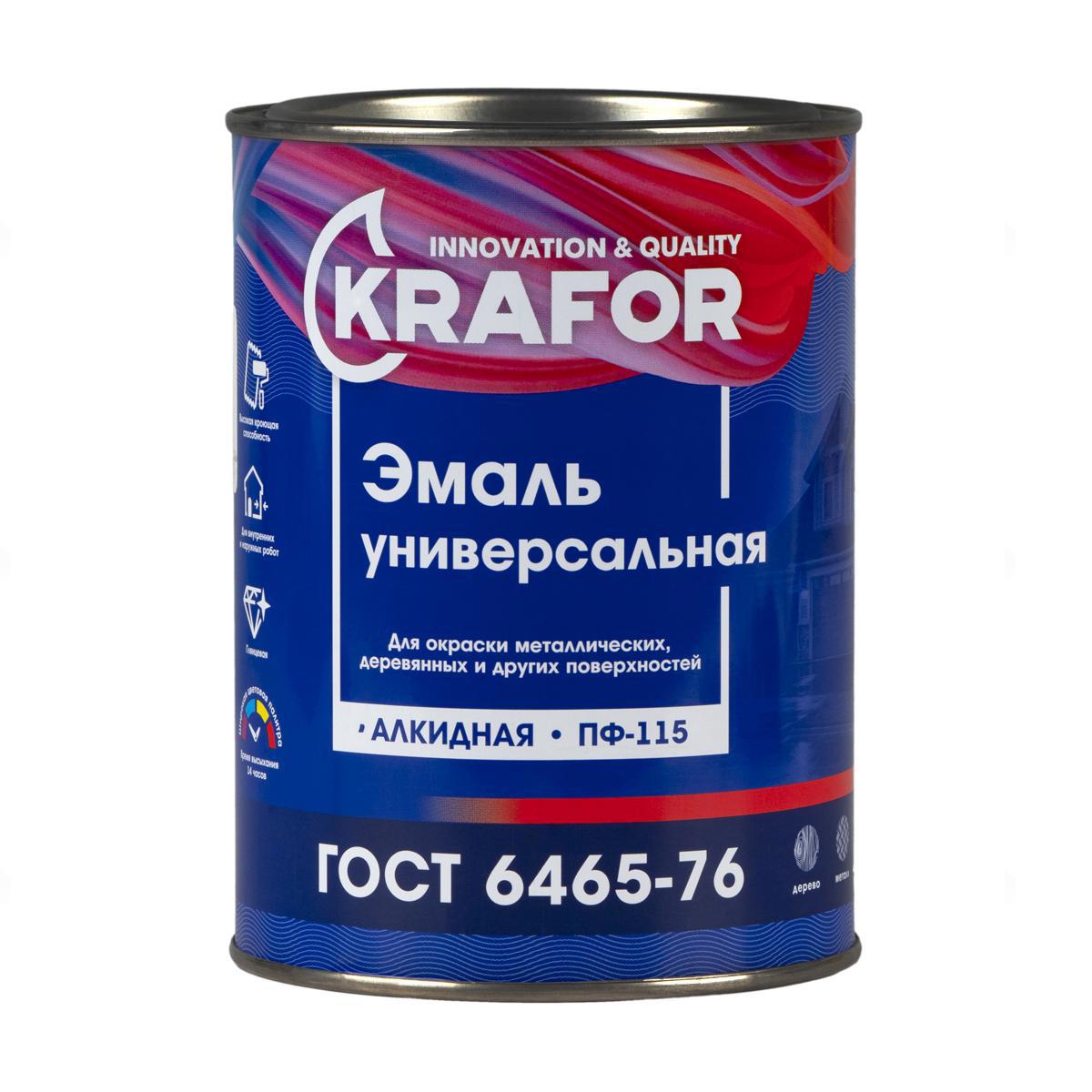 Изображение товара Эмаль KRAFOR ПФ-115 желтая 0.8 кг для Interior/Exterior